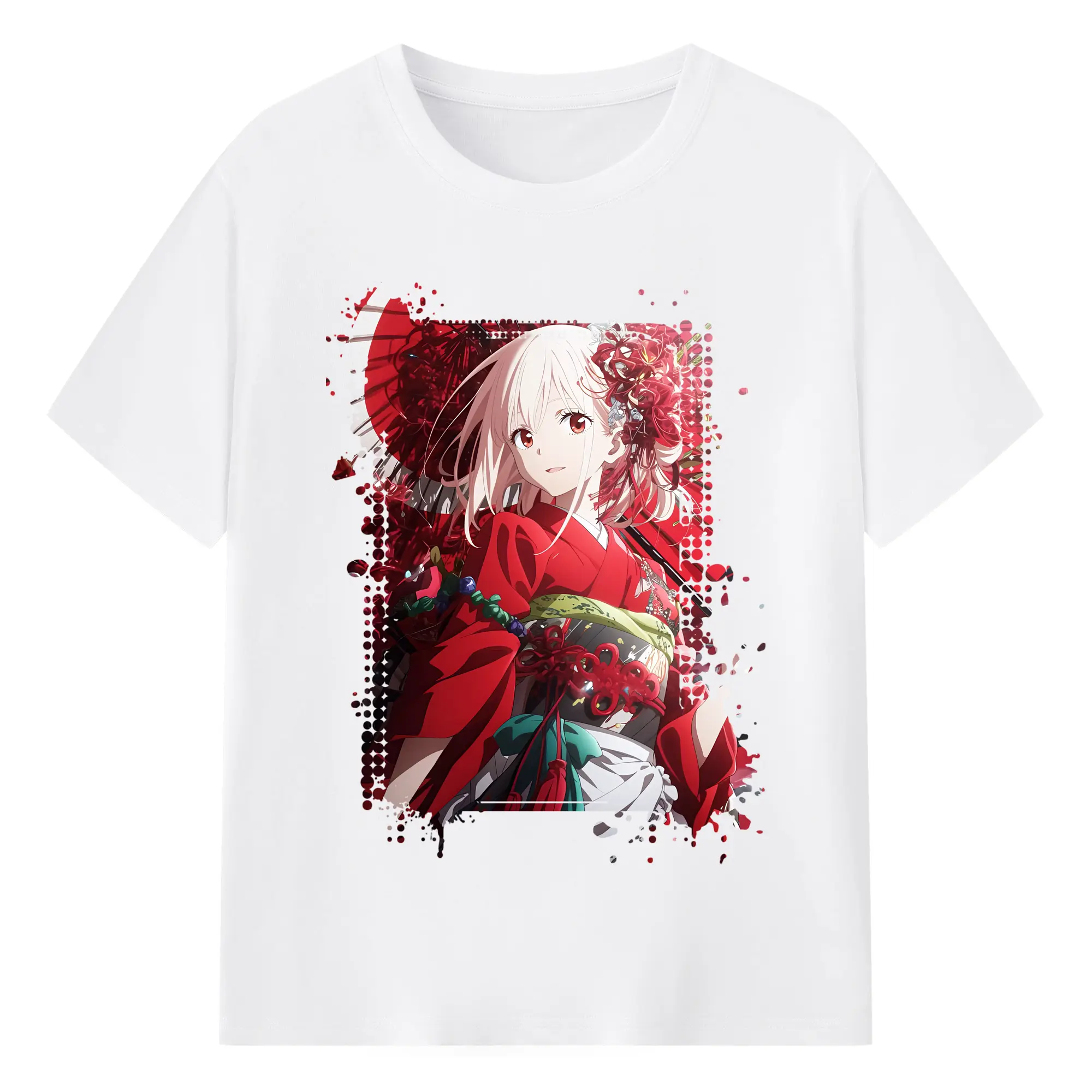 リコリス・リコイル グッズ,錦木千束 - 綿100％ 半袖Tシャツ ・ フロントプリント ・ 快適 通気性 ・ 日常使い 散歩 スポーツ用