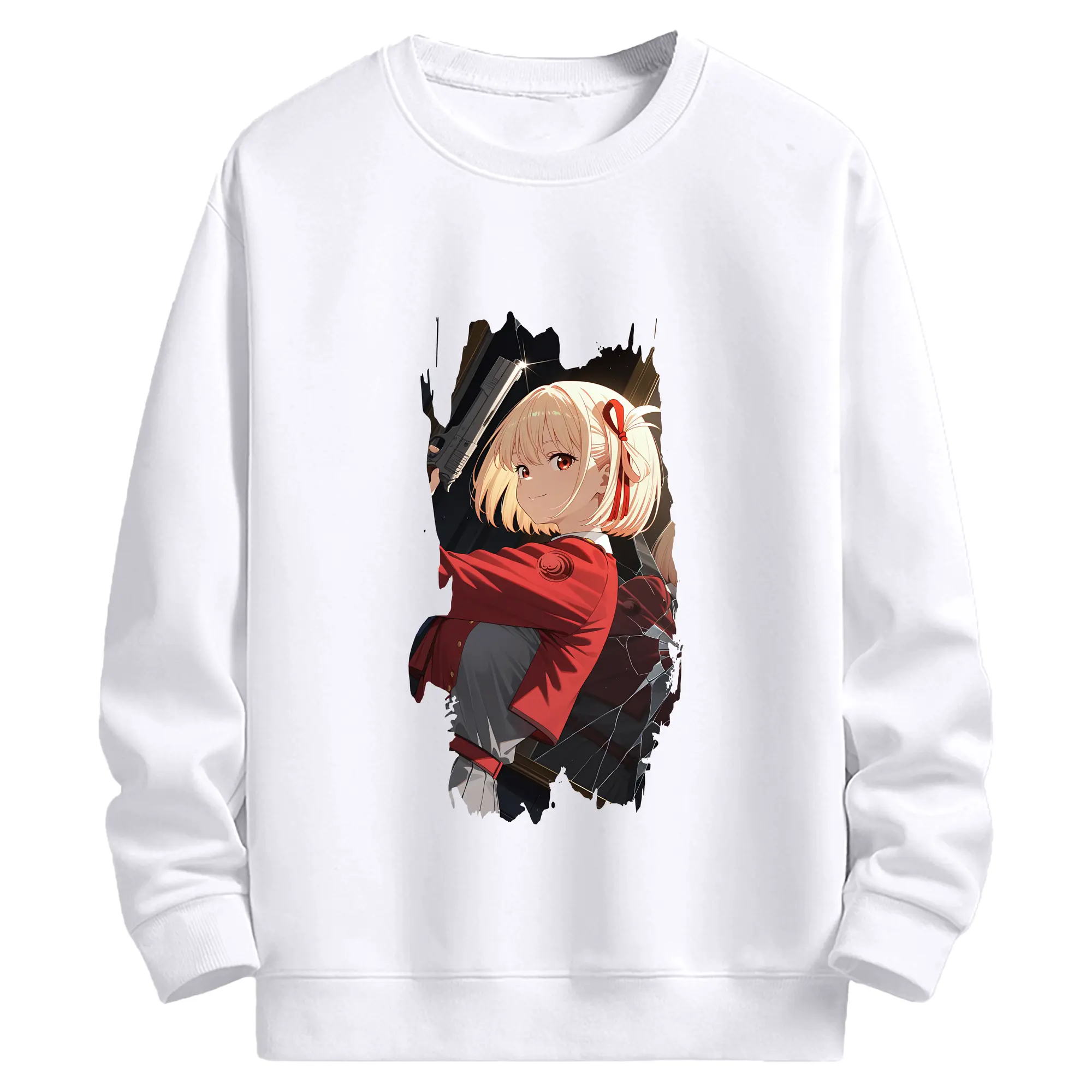 リコリス・リコイル グッズ,錦木千束 - 高品質 クルーネック スウェット ・ コットン59％ ポリエステル41％ ・ ユニセックス 長袖 トレーナー ・ カジュアル デイリー スポーツ 散歩用