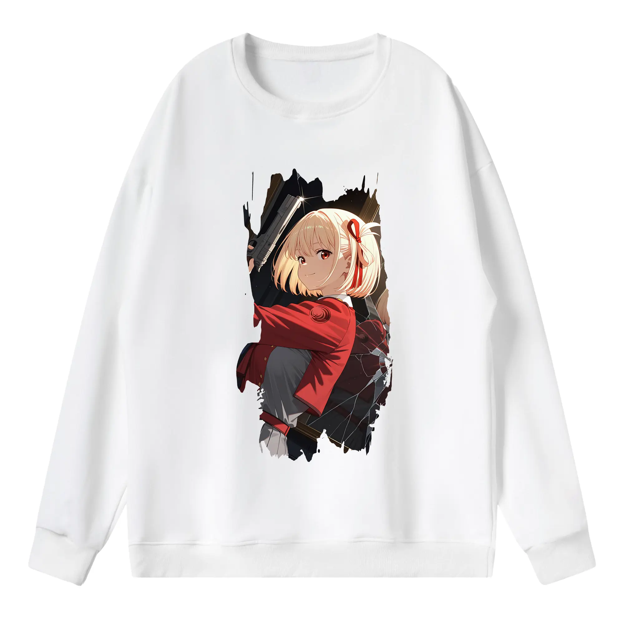 リコリス・リコイル グッズ,錦木千束 - 薄手 クルーネック スウェット 裏毛260g · ポリエステル 春秋向け カジュアル 男女兼用 · トレーナー デイリー スポーツ 散歩に最適