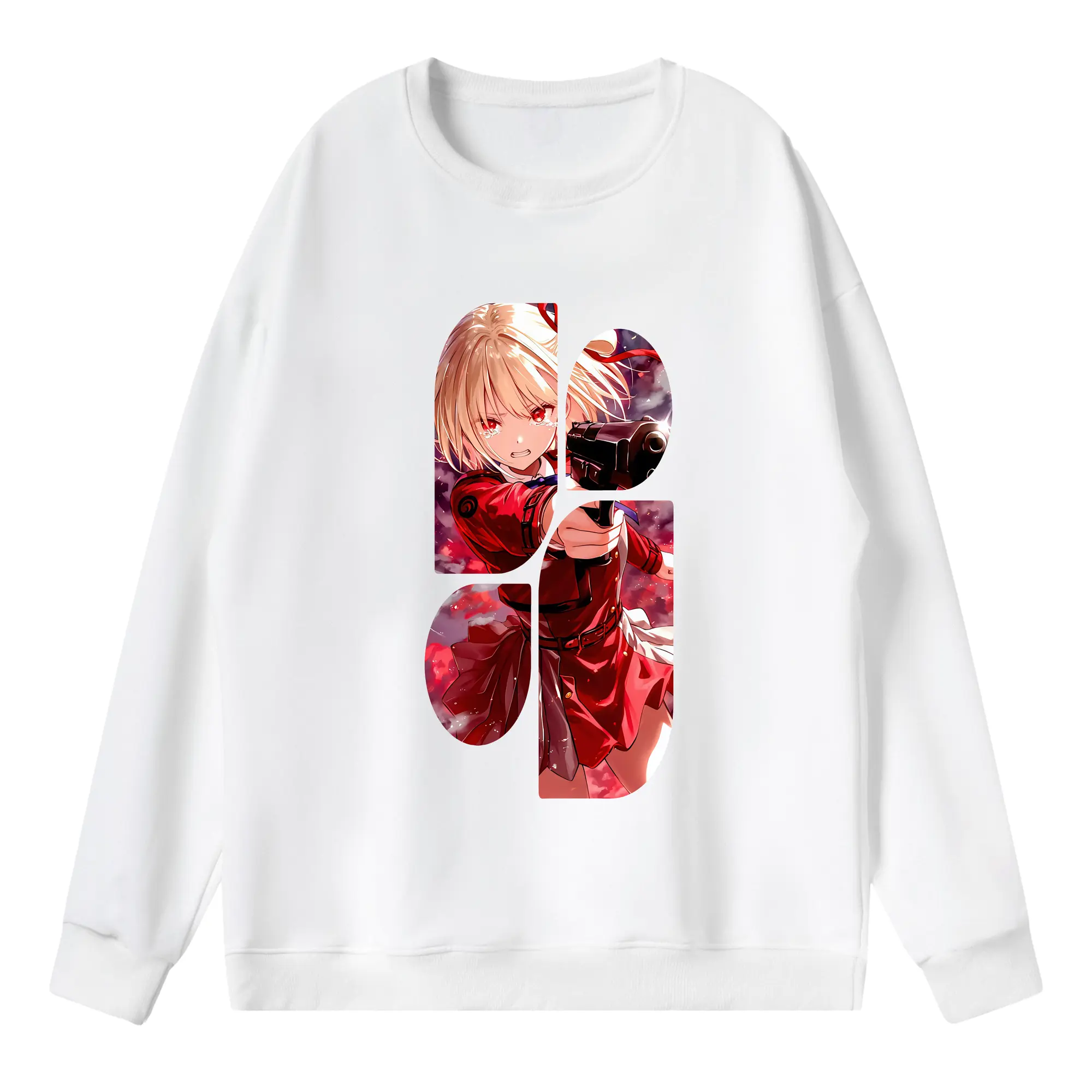 リコリス・リコイル グッズ,錦木千束 - 薄手 クルーネック スウェット 裏毛260g · ポリエステル 春秋向け カジュアル 男女兼用 · トレーナー デイリー スポーツ 散歩に最適