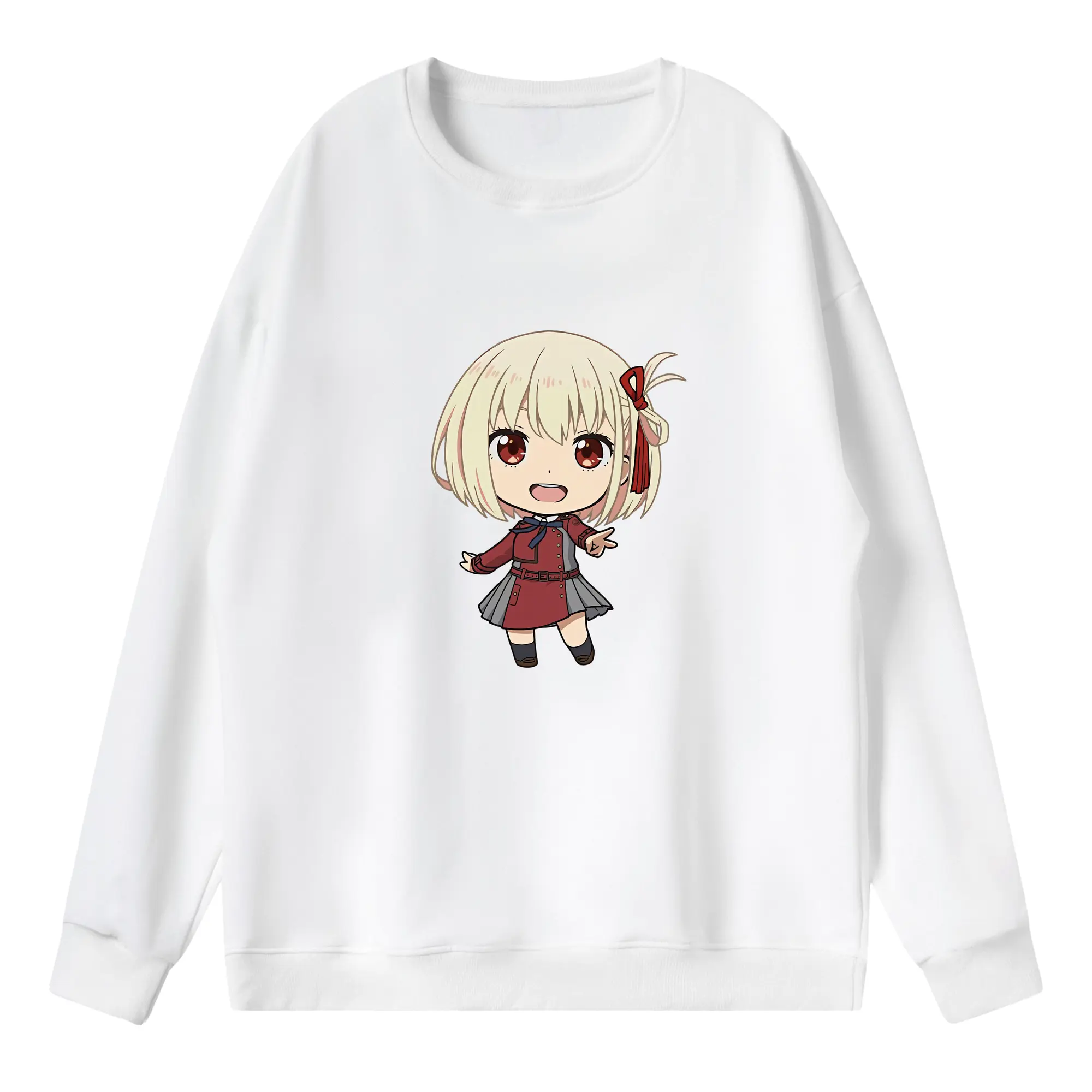 リコリス・リコイル グッズ,錦木千束 - 薄手 クルーネック スウェット 裏毛260g · ポリエステル 春秋向け カジュアル 男女兼用 · トレーナー デイリー スポーツ 散歩に最適