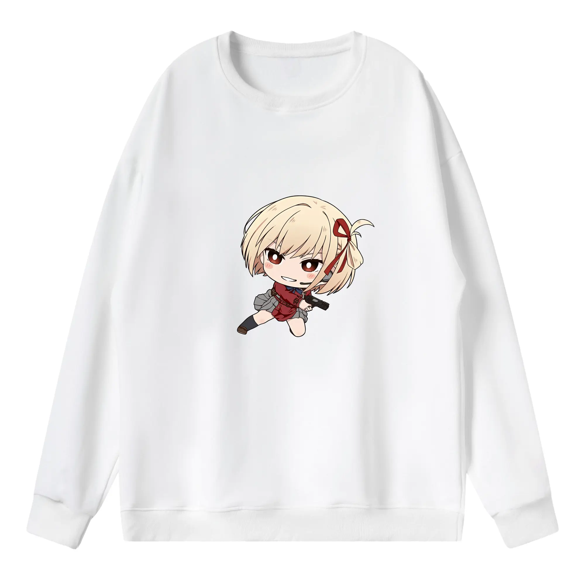 リコリス・リコイル グッズ,錦木千束 - 薄手 クルーネック スウェット 裏毛260g · ポリエステル 春秋向け カジュアル 男女兼用 · トレーナー デイリー スポーツ 散歩に最適