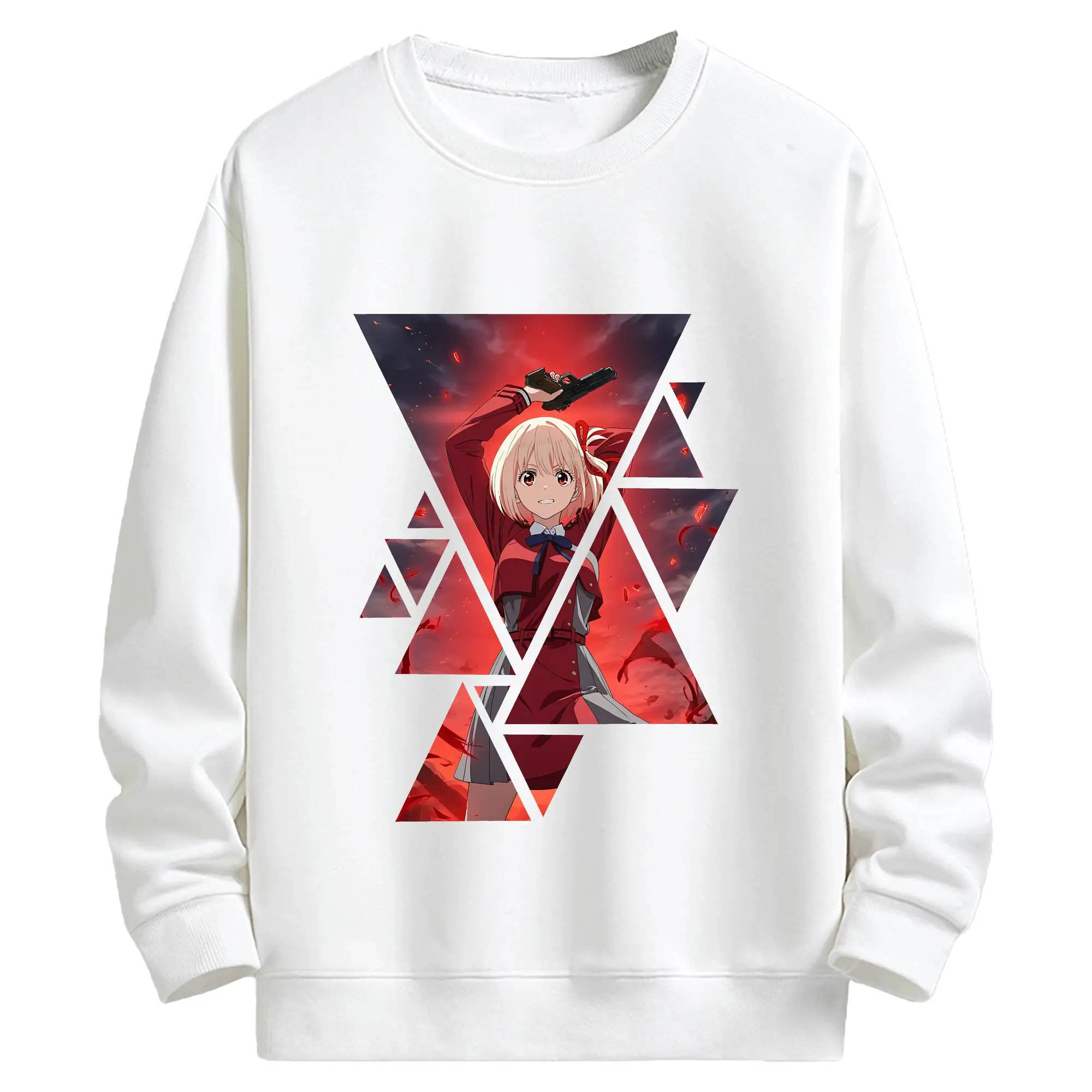 リコリス・リコイル グッズ,錦木千束 - キッズ クルーネックスウェットシャツ ・ フロントプリント ・ 綿80％ ポリエステル20％ ・ 快適 通学 スポーツ 日常使い お散歩用