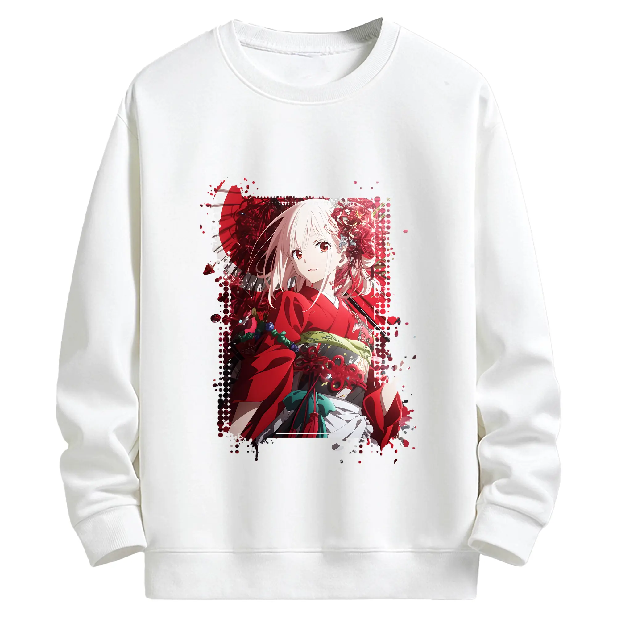 リコリス・リコイル グッズ,錦木千束 - キッズ クルーネックスウェットシャツ ・ フロントプリント ・ 綿80％ ポリエステル20％ ・ 快適 通学 スポーツ 日常使い お散歩用