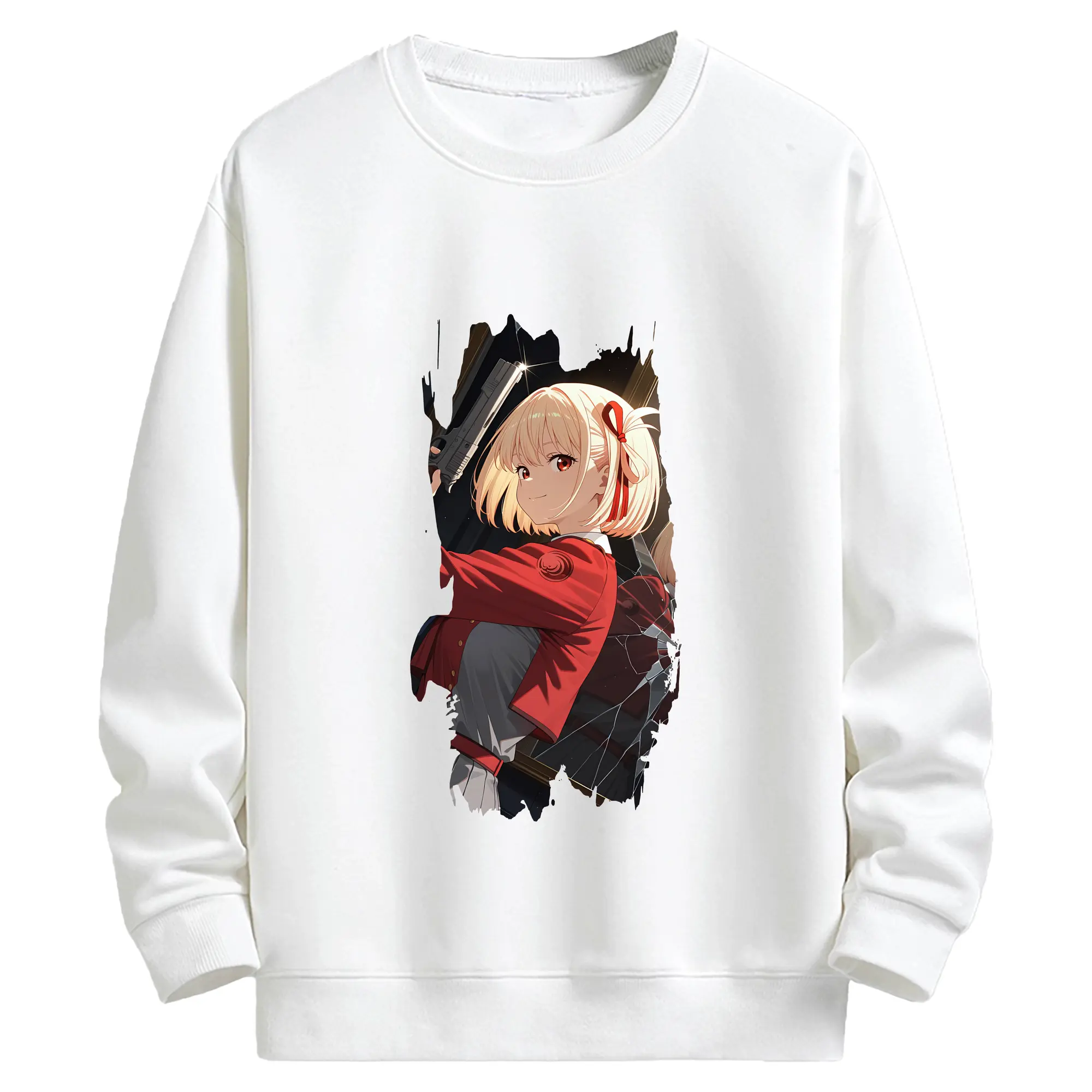 リコリス・リコイル グッズ,錦木千束 - キッズ クルーネックスウェットシャツ ・ フロントプリント ・ 綿80％ ポリエステル20％ ・ 快適 通学 スポーツ 日常使い お散歩用