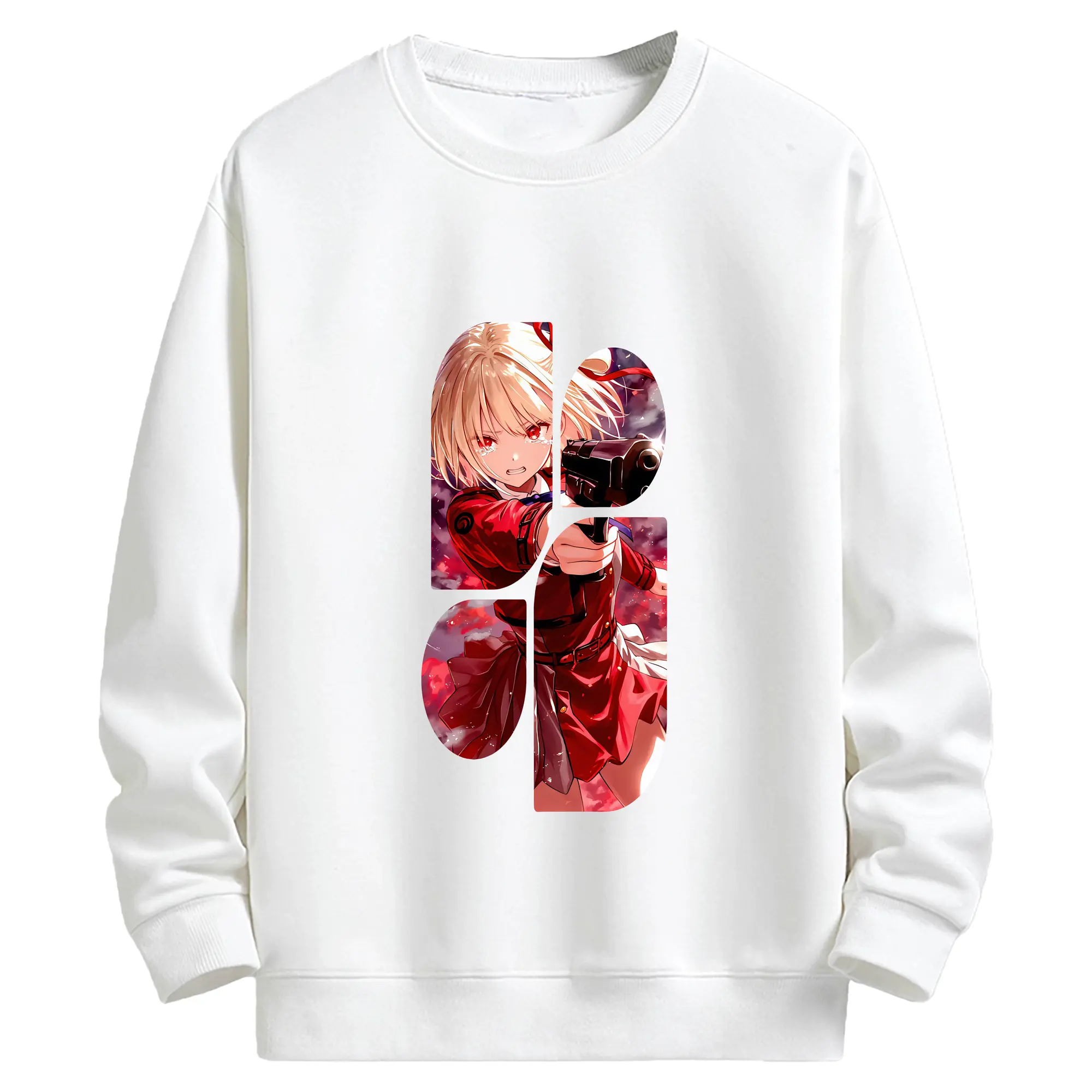 リコリス・リコイル グッズ,錦木千束 - キッズ クルーネックスウェットシャツ ・ フロントプリント ・ 綿80％ ポリエステル20％ ・ 快適 通学 スポーツ 日常使い お散歩用