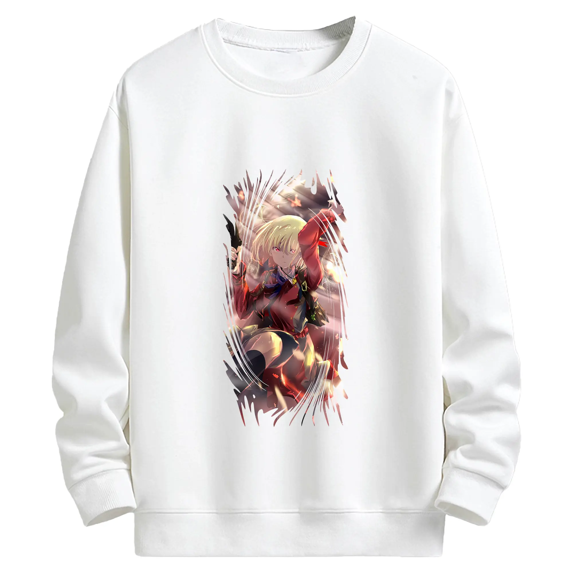 リコリス・リコイル グッズ,錦木千束 - キッズ クルーネックスウェットシャツ ・ フロントプリント ・ 綿80％ ポリエステル20％ ・ 快適 通学 スポーツ 日常使い お散歩用