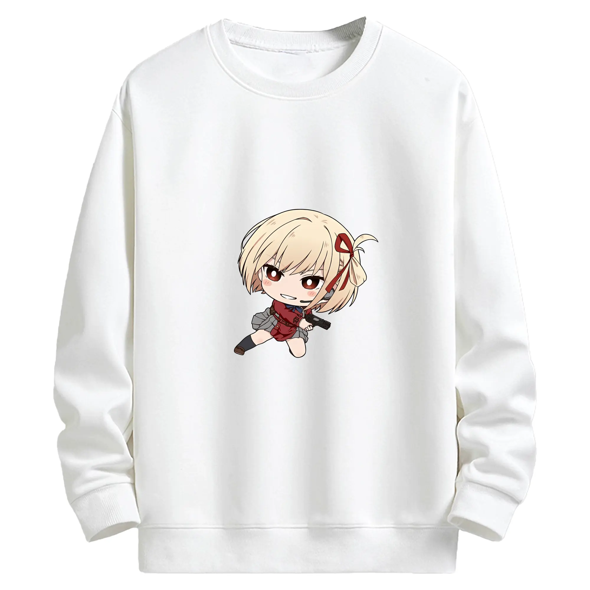 リコリス・リコイル グッズ,錦木千束 - キッズ クルーネックスウェットシャツ ・ フロントプリント ・ 綿80％ ポリエステル20％ ・ 快適 通学 スポーツ 日常使い お散歩用