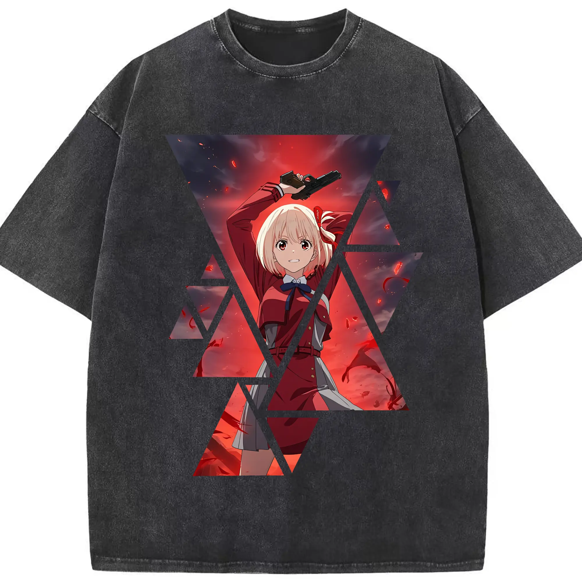 リコリス・リコイル グッズ,錦木千束 - 綿100％ ヴィンテージ風 半袖Tシャツ ・ フロントプリント ・ 柔らか肌触り ・ 通気性 快適 ・ スポーツ カジュアル 外出用