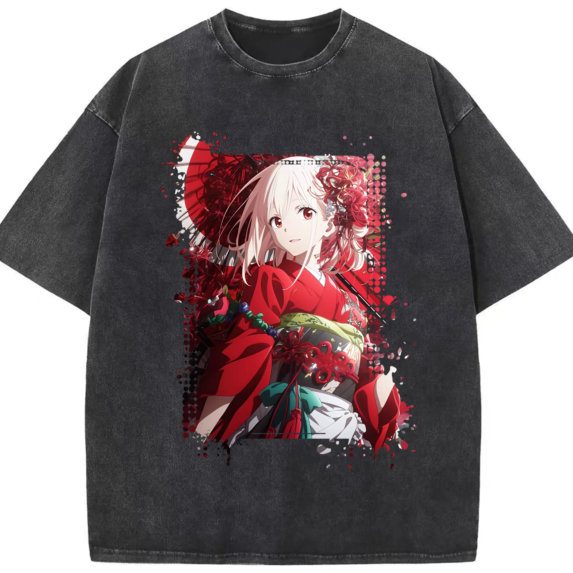 リコリス・リコイル グッズ,錦木千束 - 綿100％ ヴィンテージ風 半袖Tシャツ ・ フロントプリント ・ 柔らか肌触り ・ 通気性 快適 ・ スポーツ カジュアル 外出用