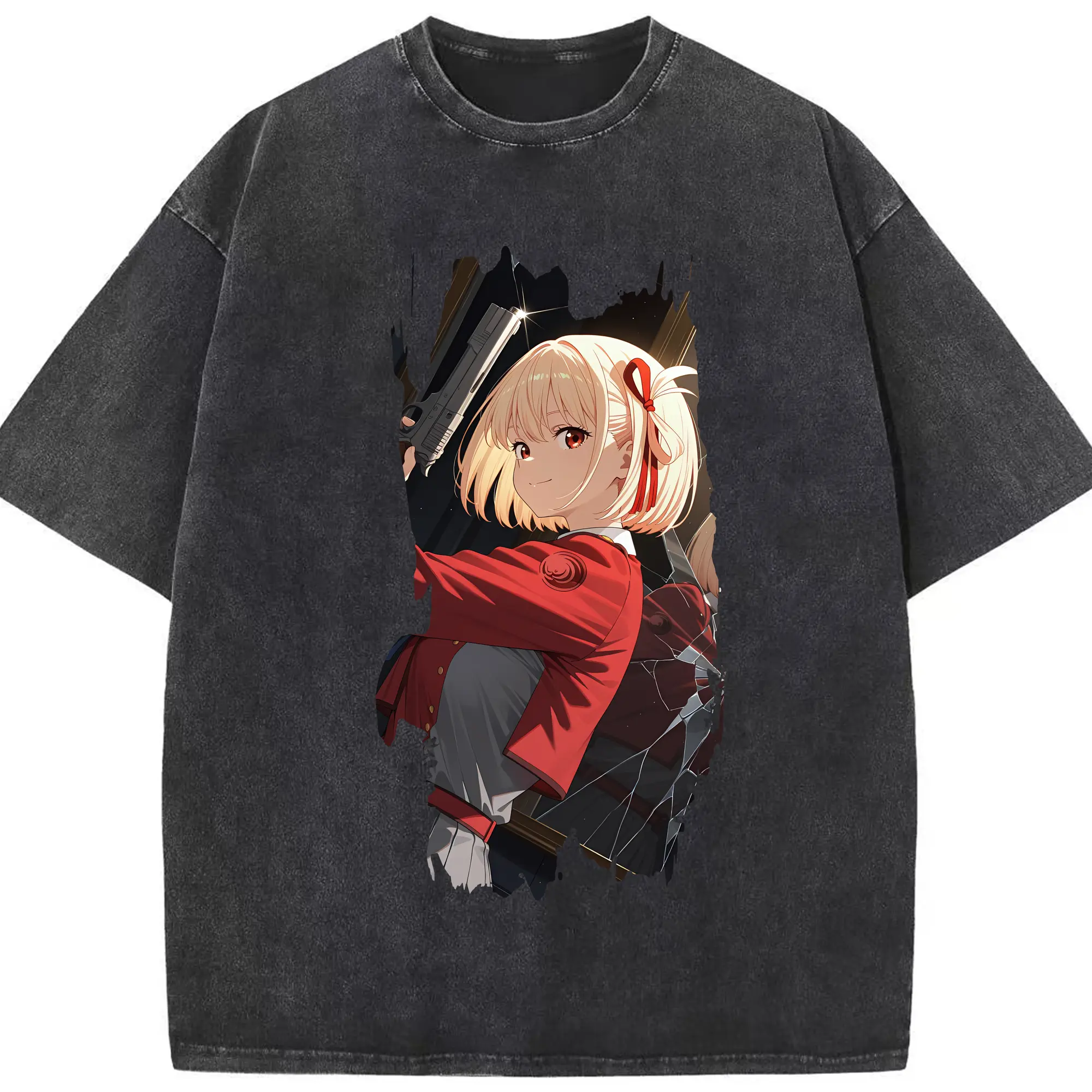 リコリス・リコイル グッズ,錦木千束 - 綿100％ ヴィンテージ風 半袖Tシャツ ・ フロントプリント ・ 柔らか肌触り ・ 通気性 快適 ・ スポーツ カジュアル 外出用