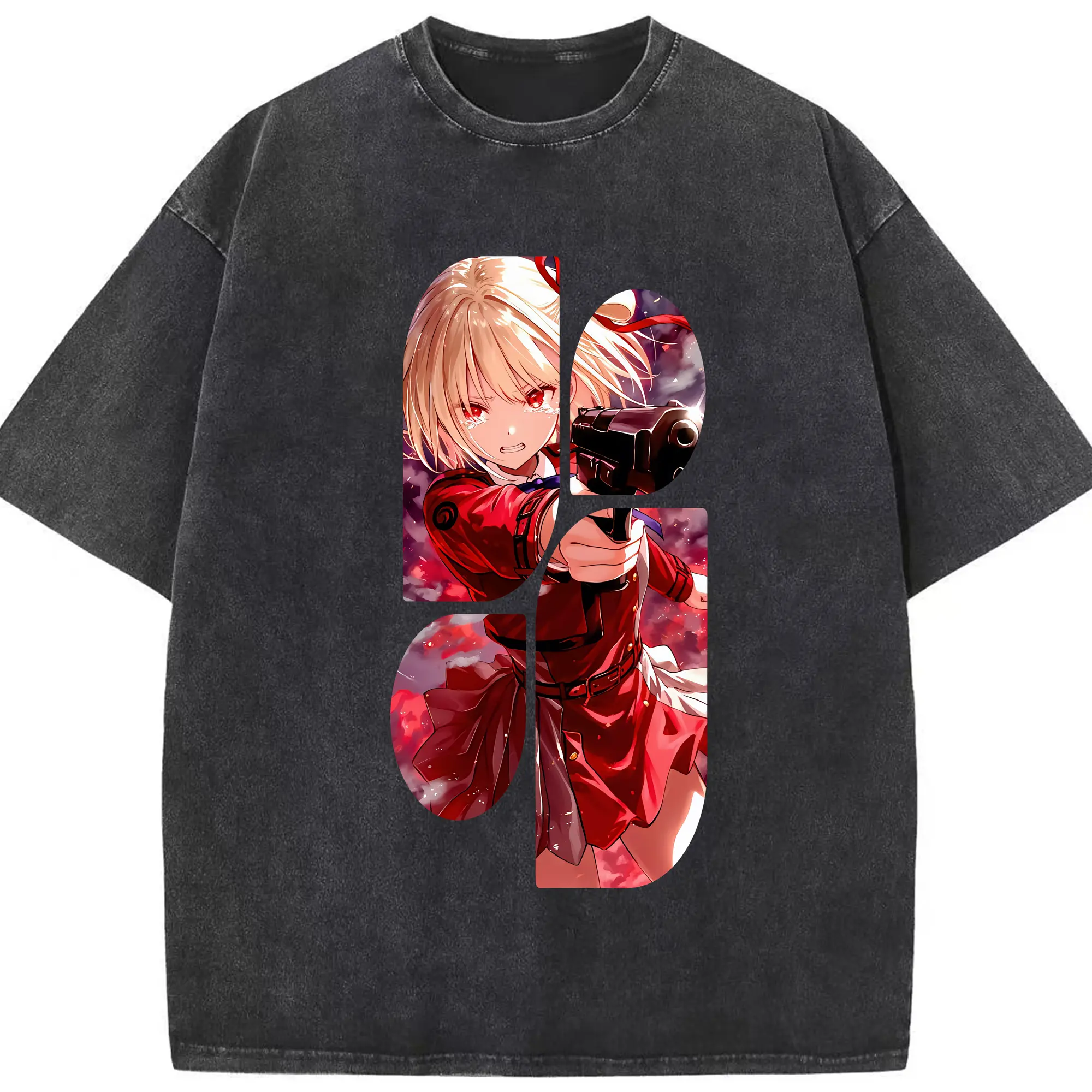 リコリス・リコイル グッズ,錦木千束 - 綿100％ ヴィンテージ風 半袖Tシャツ ・ フロントプリント ・ 柔らか肌触り ・ 通気性 快適 ・ スポーツ カジュアル 外出用