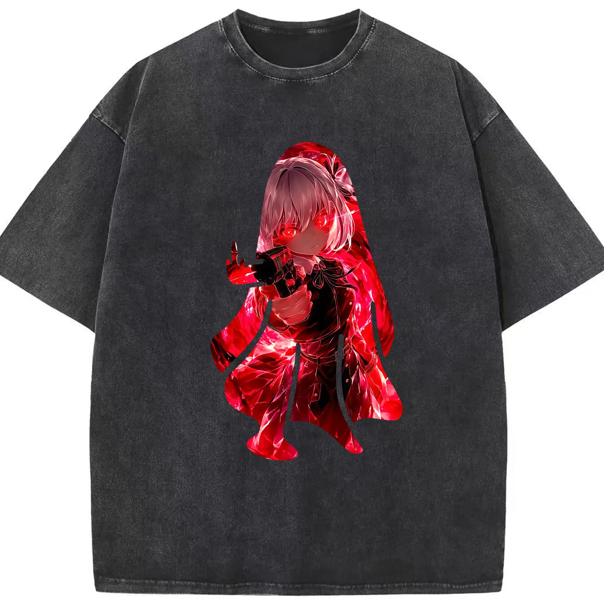 リコリス・リコイル グッズ,錦木千束 - 綿100％ ヴィンテージ風 半袖Tシャツ ・ フロントプリント ・ 柔らか肌触り ・ 通気性 快適 ・ スポーツ カジュアル 外出用