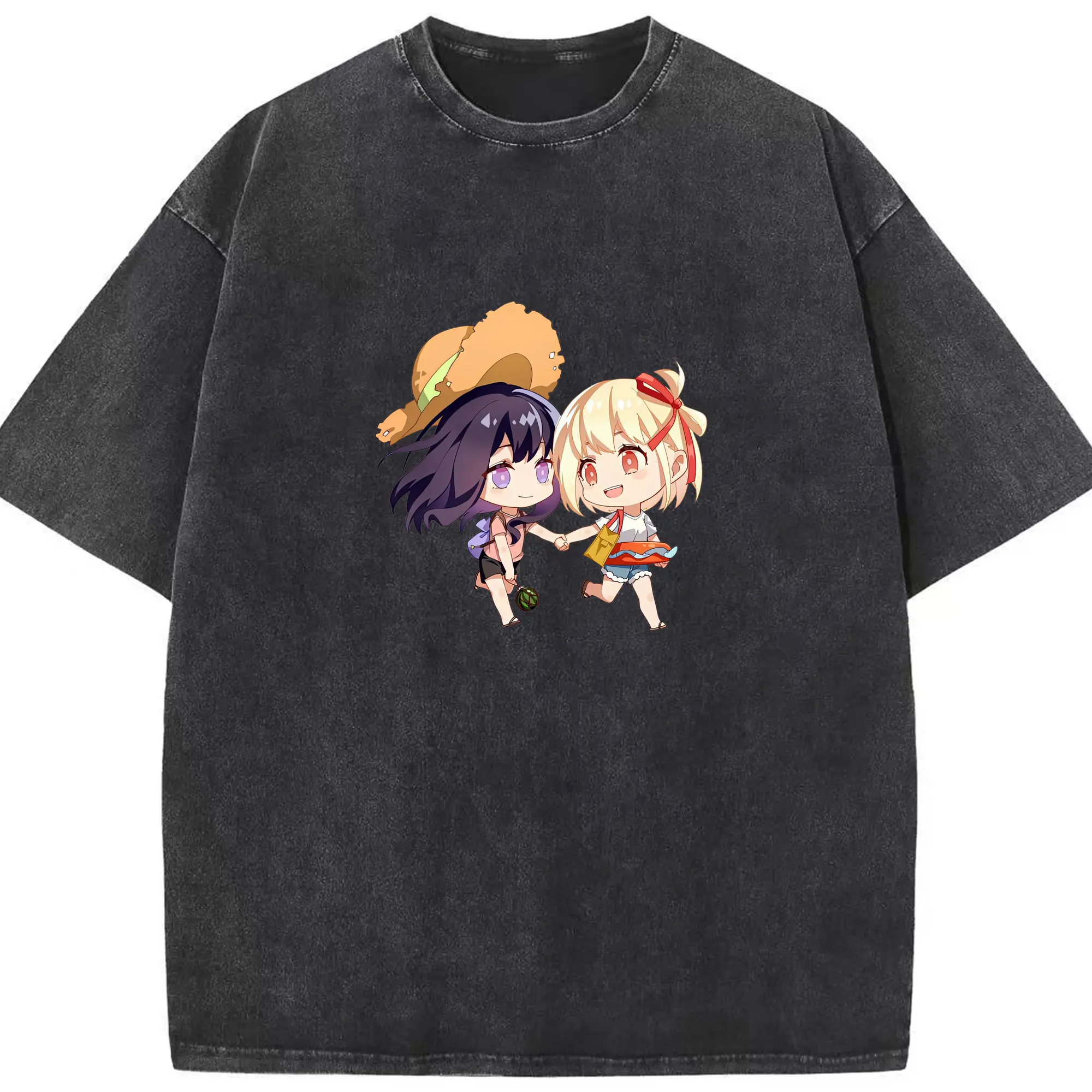 リコリス・リコイル グッズ,錦木千束 - 綿100％ ヴィンテージ風 半袖Tシャツ ・ フロントプリント ・ 柔らか肌触り ・ 通気性 快適 ・ スポーツ カジュアル 外出用