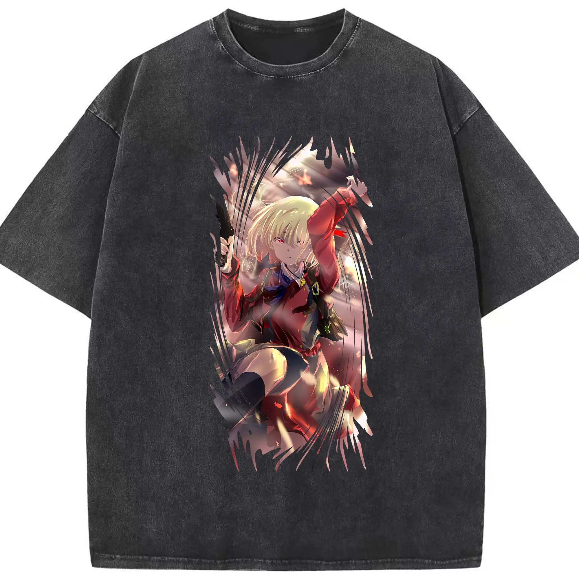 リコリス・リコイル グッズ,錦木千束 - 綿100％ ヴィンテージ風 半袖Tシャツ ・ フロントプリント ・ 柔らか肌触り ・ 通気性 快適 ・ スポーツ カジュアル 外出用