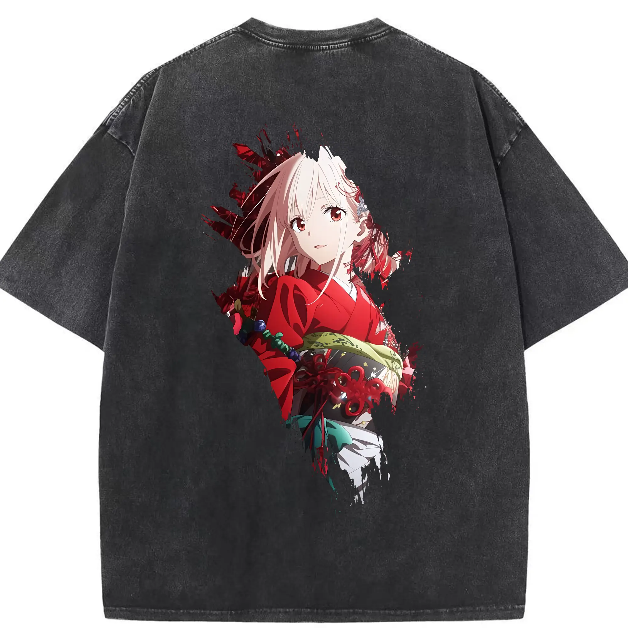 リコリス・リコイル グッズ,錦木千束 - 綿100％ ヴィンテージ風 半袖Tシャツ ・ 背面プリント ・ 柔らか肌触り ・ 通気性 快適 ・ スポーツ カジュアル 外出用