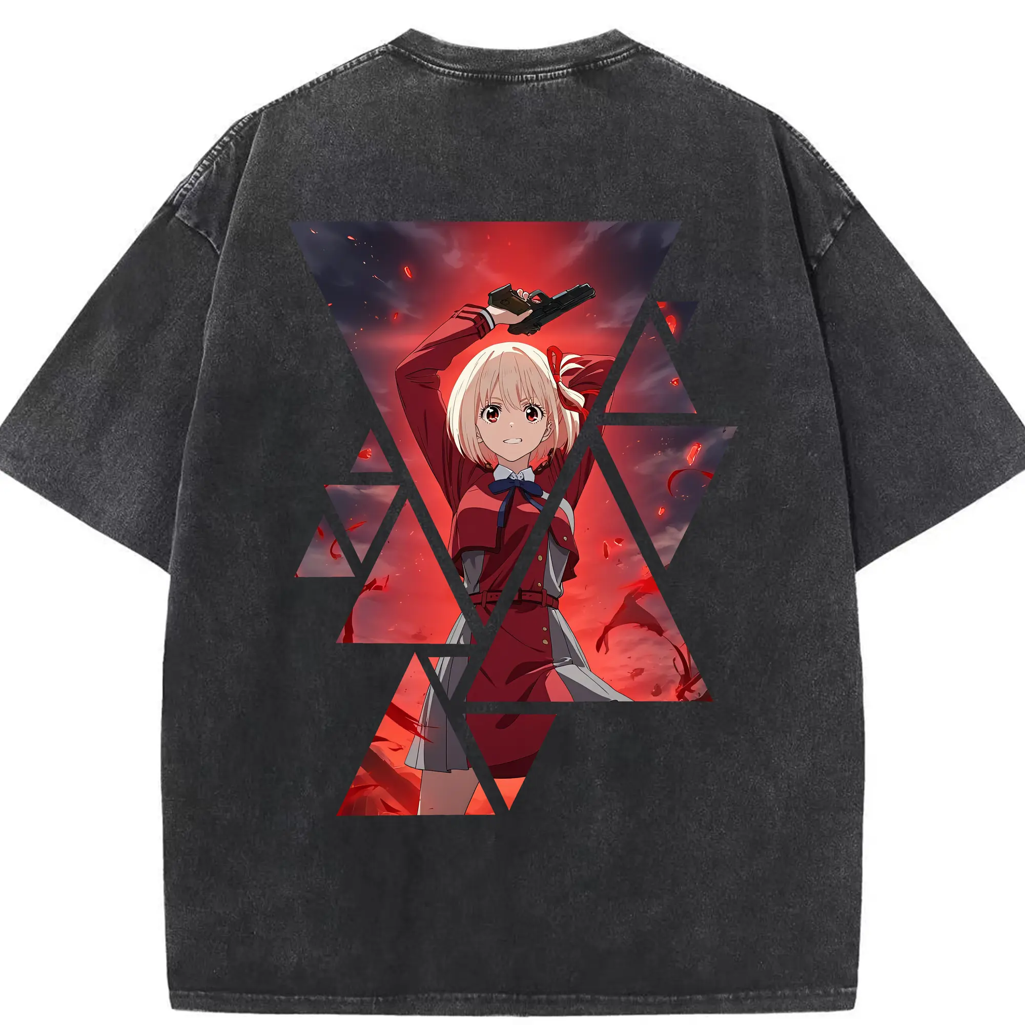 リコリス・リコイル グッズ,錦木千束 - 綿100％ ヴィンテージ風 半袖Tシャツ ・ 背面プリント ・ 柔らか肌触り ・ 通気性 快適 ・ スポーツ カジュアル 外出用