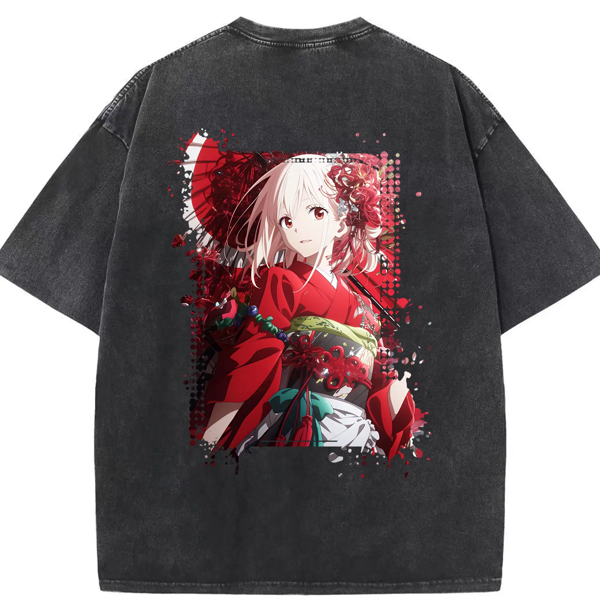 リコリス・リコイル グッズ,錦木千束 - 綿100％ ヴィンテージ風 半袖Tシャツ ・ 背面プリント ・ 柔らか肌触り ・ 通気性 快適 ・ スポーツ カジュアル 外出用
