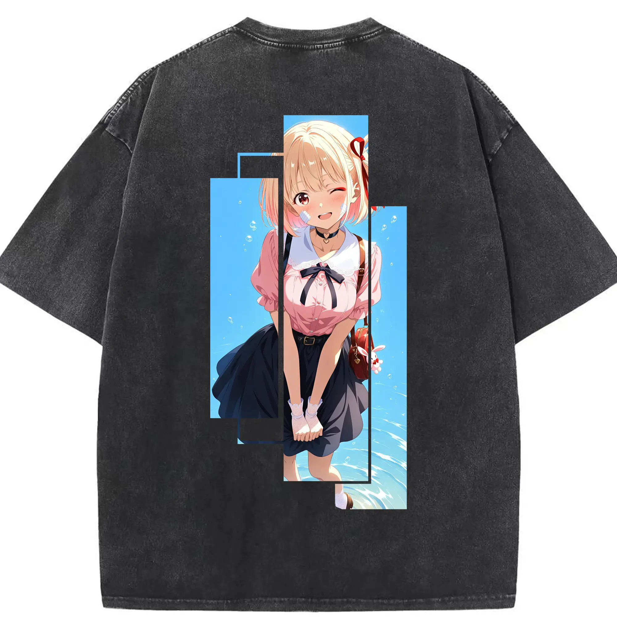 リコリス・リコイル グッズ,錦木千束 - 綿100％ ヴィンテージ風 半袖Tシャツ ・ 背面プリント ・ 柔らか肌触り ・ 通気性 快適 ・ スポーツ カジュアル 外出用