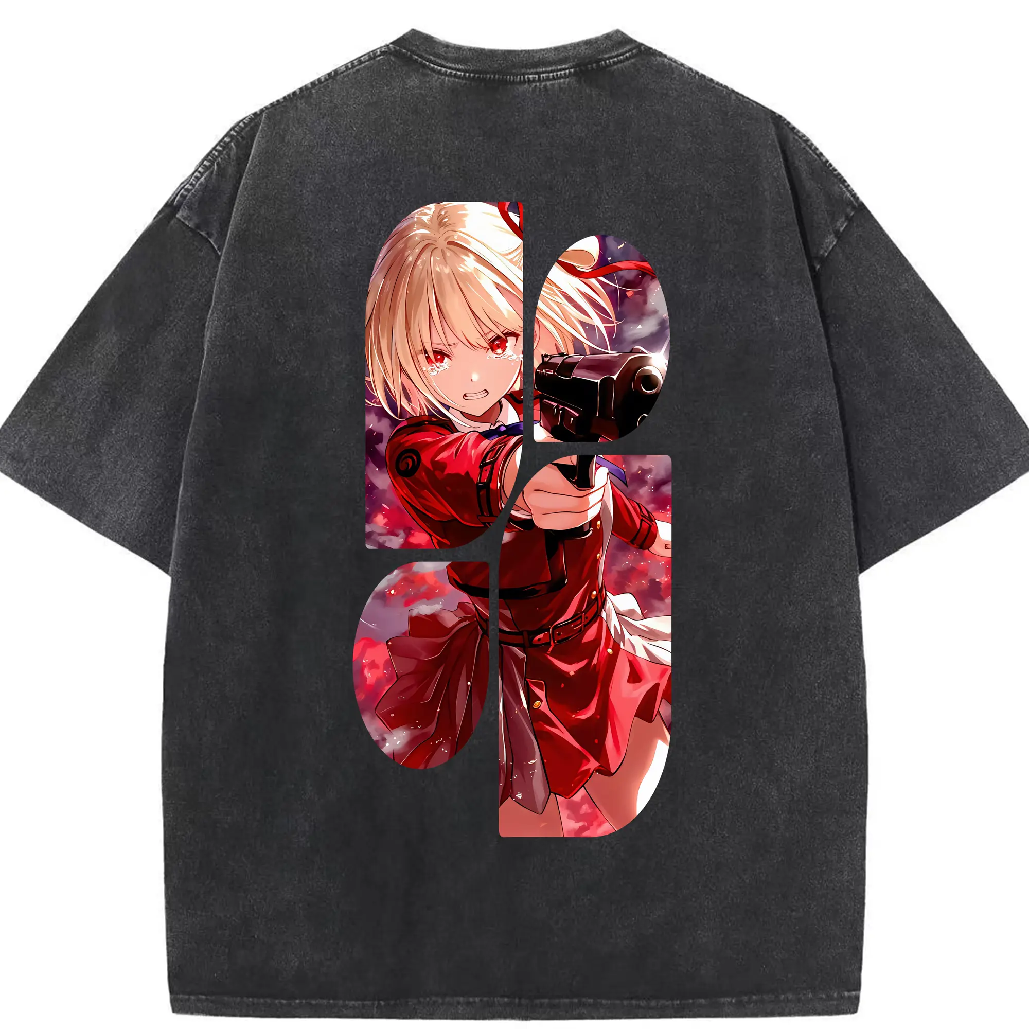 リコリス・リコイル グッズ,錦木千束 - 綿100％ ヴィンテージ風 半袖Tシャツ ・ 背面プリント ・ 柔らか肌触り ・ 通気性 快適 ・ スポーツ カジュアル 外出用