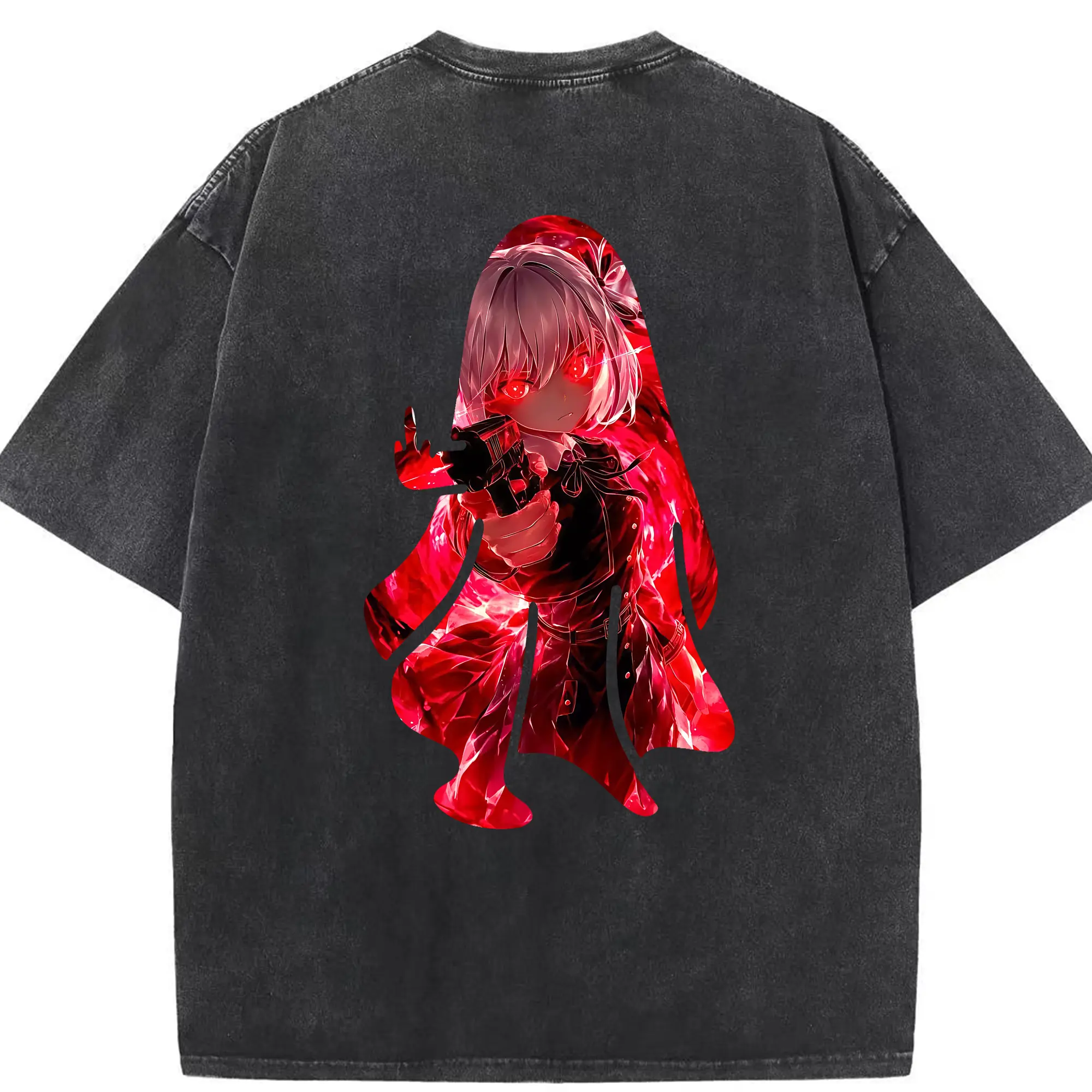 リコリス・リコイル グッズ,錦木千束 - 綿100％ ヴィンテージ風 半袖Tシャツ ・ 背面プリント ・ 柔らか肌触り ・ 通気性 快適 ・ スポーツ カジュアル 外出用