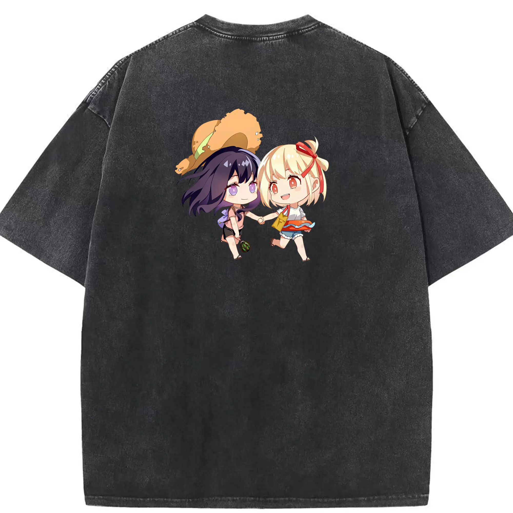 リコリス・リコイル グッズ,錦木千束 - 綿100％ ヴィンテージ風 半袖Tシャツ ・ 背面プリント ・ 柔らか肌触り ・ 通気性 快適 ・ スポーツ カジュアル 外出用