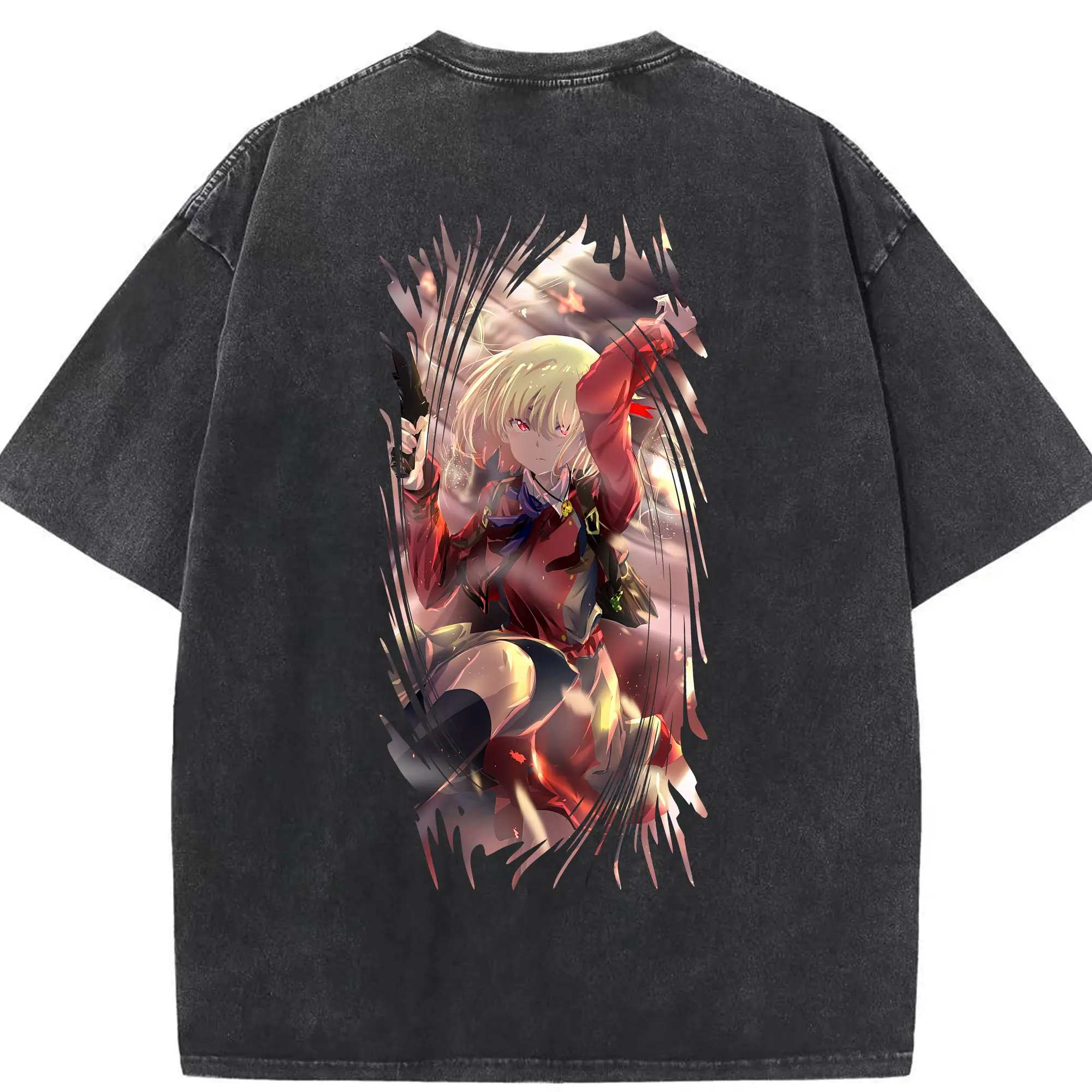 リコリス・リコイル グッズ,錦木千束 - 綿100％ ヴィンテージ風 半袖Tシャツ ・ 背面プリント ・ 柔らか肌触り ・ 通気性 快適 ・ スポーツ カジュアル 外出用