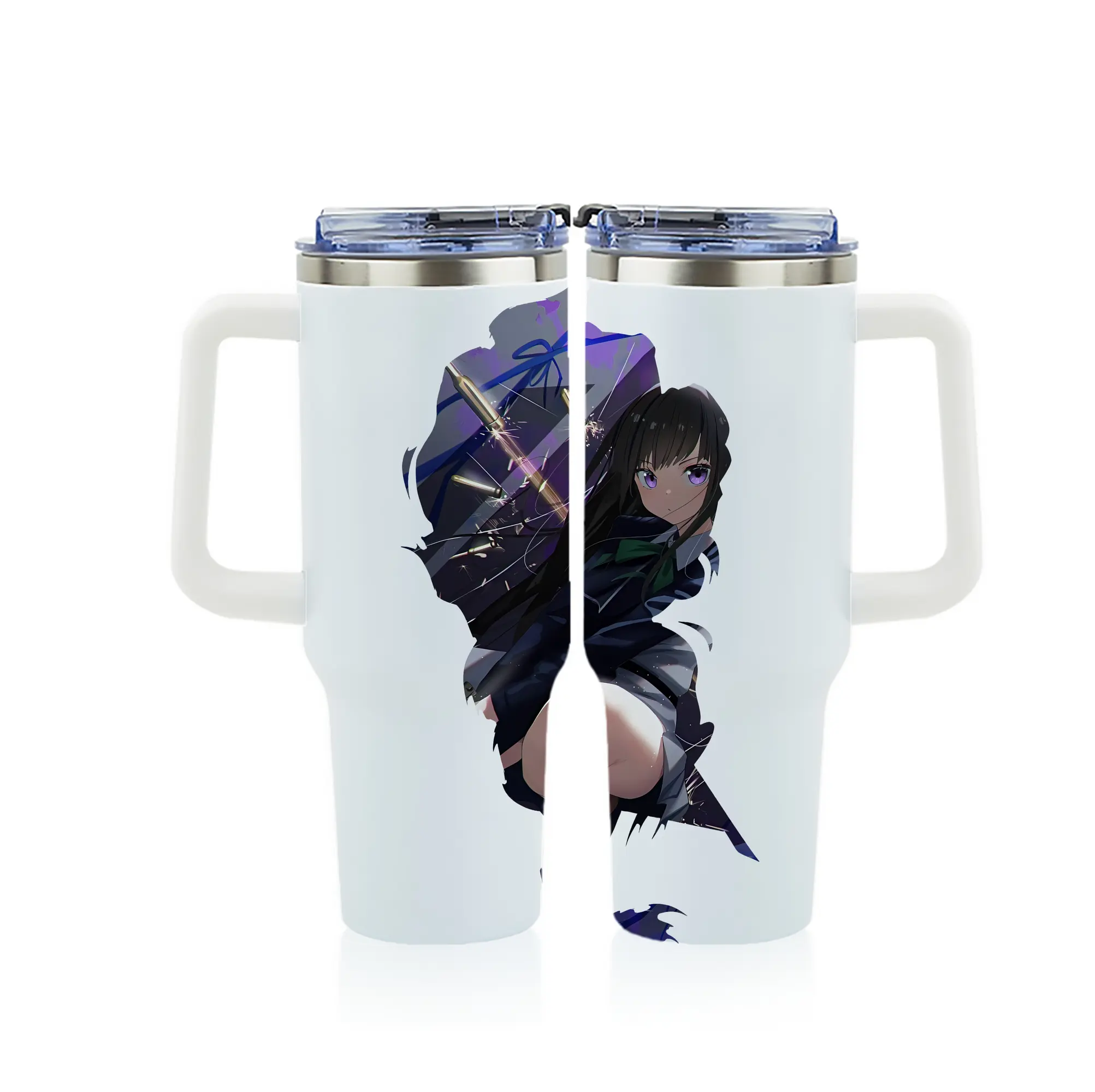 リコリス・リコイル グッズ,井ノ上たきな - 1200mL フルプリント車用タンブラー ・ 304ステンレス 内側 ・ 201ステンレス 外側 ・ 保温 保冷 ・ 通勤 ドライブ アウトドア用