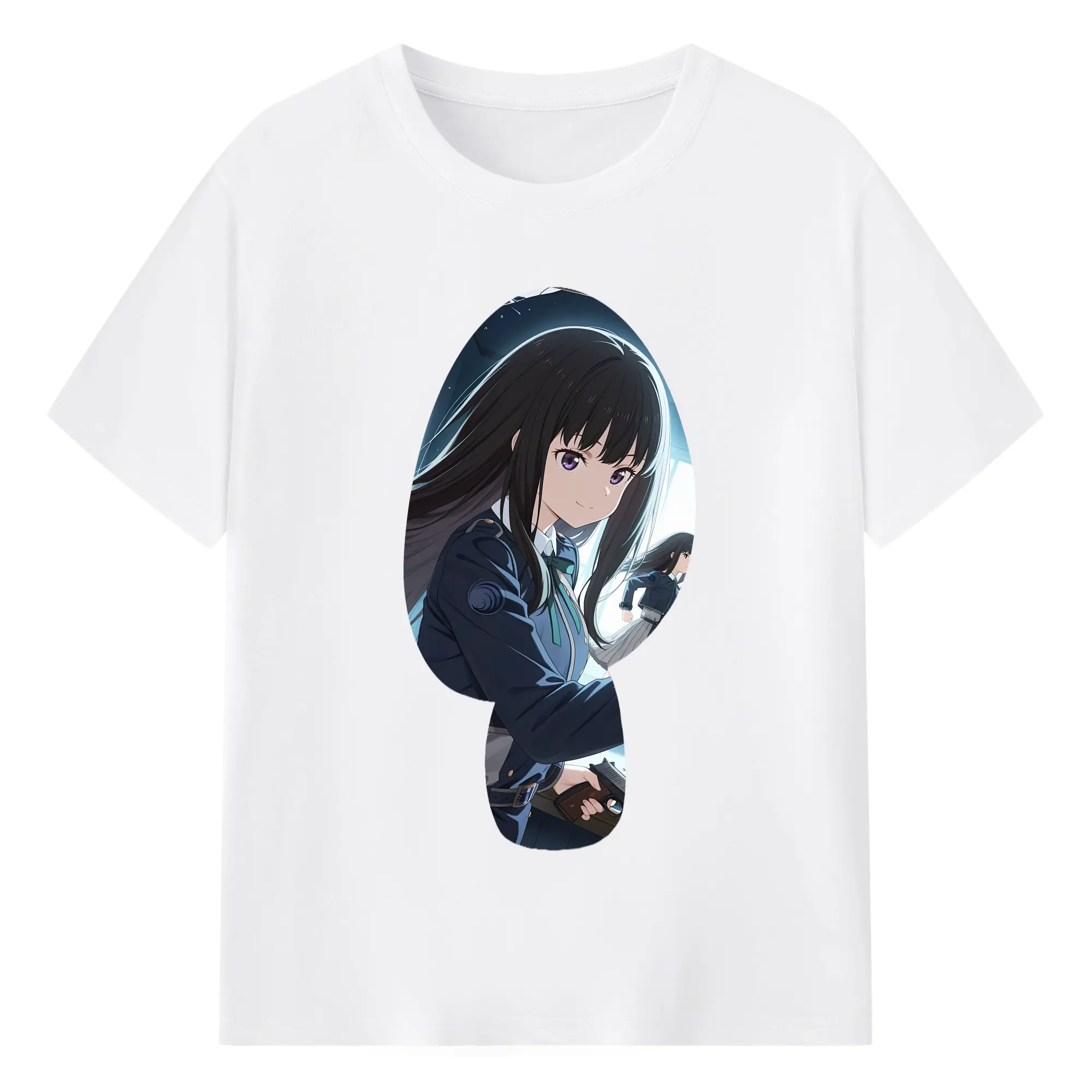 リコリス・リコイル グッズ,井ノ上たきな - 綿100％ 半袖Tシャツ ・ フロントプリント ・ 快適 通気性 ・ 日常使い 散歩 スポーツ用