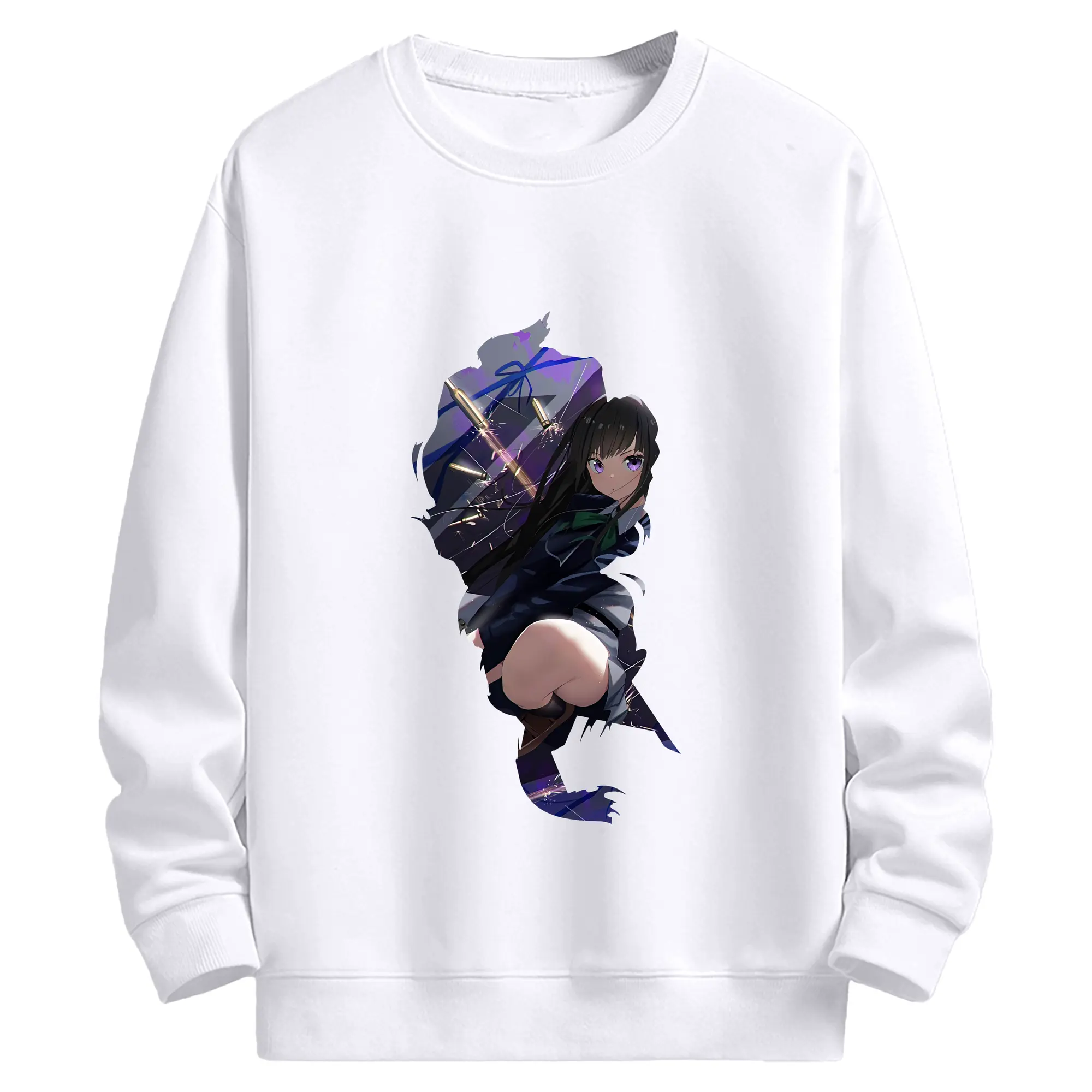 リコリス・リコイル グッズ,井ノ上たきな - 高品質 クルーネック スウェット ・ コットン59％ ポリエステル41％ ・ ユニセックス 長袖 トレーナー ・ カジュアル デイリー スポーツ 散歩用