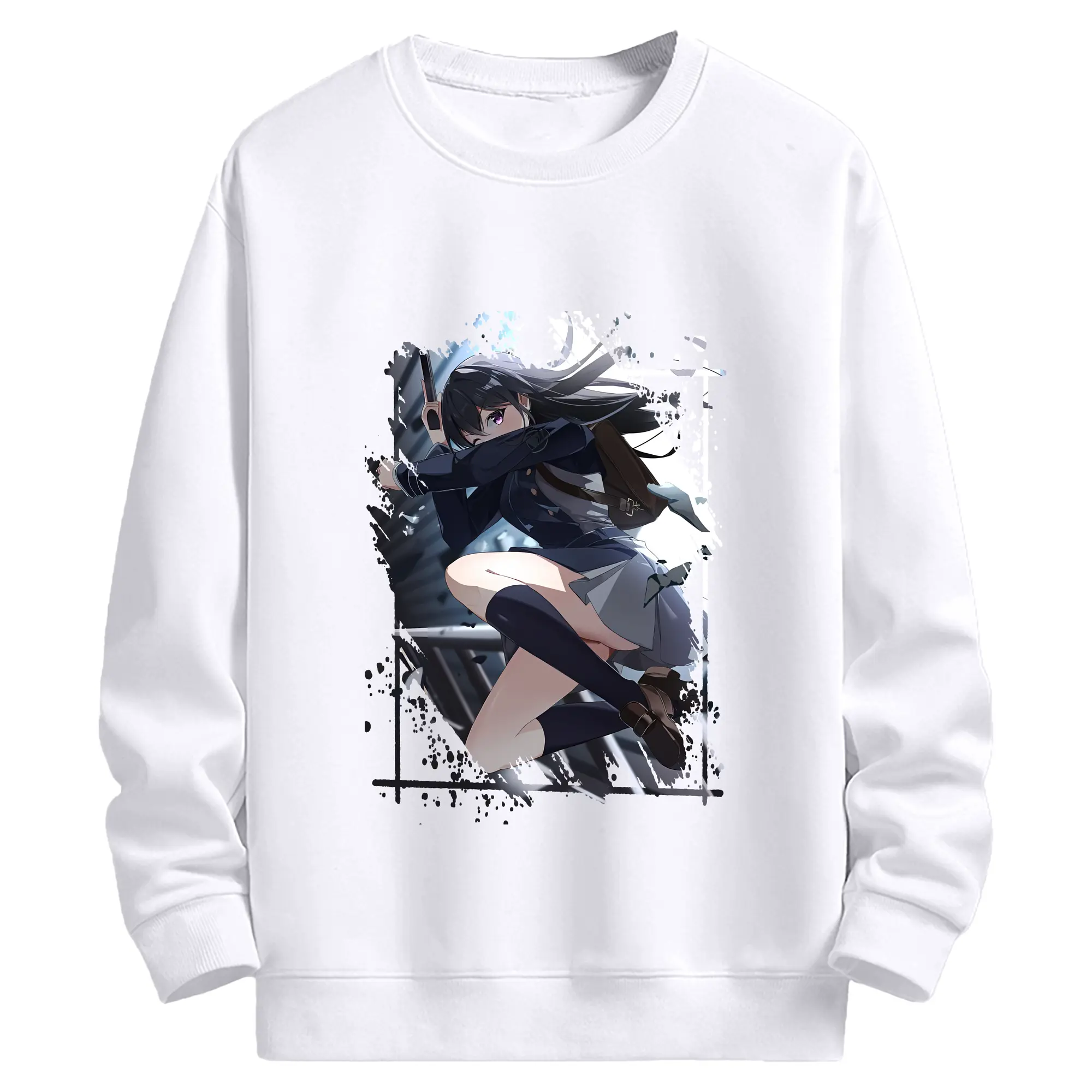 リコリス・リコイル グッズ,井ノ上たきな - 高品質 クルーネック スウェット ・ コットン59％ ポリエステル41％ ・ ユニセックス 長袖 トレーナー ・ カジュアル デイリー スポーツ 散歩用