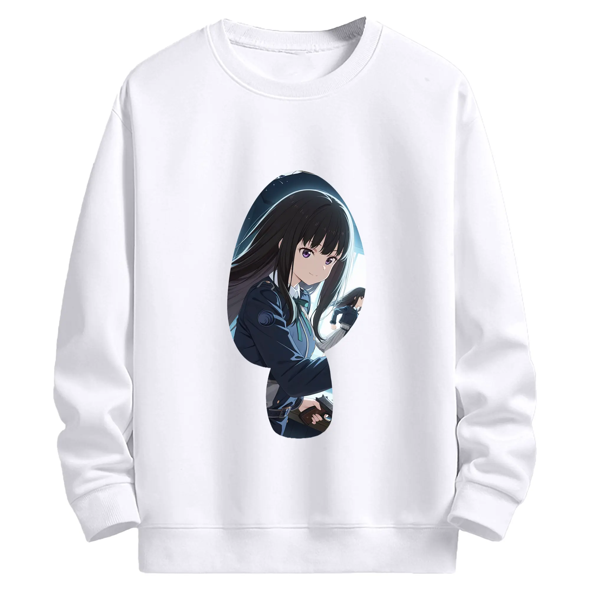 リコリス・リコイル グッズ,井ノ上たきな - 高品質 クルーネック スウェット ・ コットン59％ ポリエステル41％ ・ ユニセックス 長袖 トレーナー ・ カジュアル デイリー スポーツ 散歩用