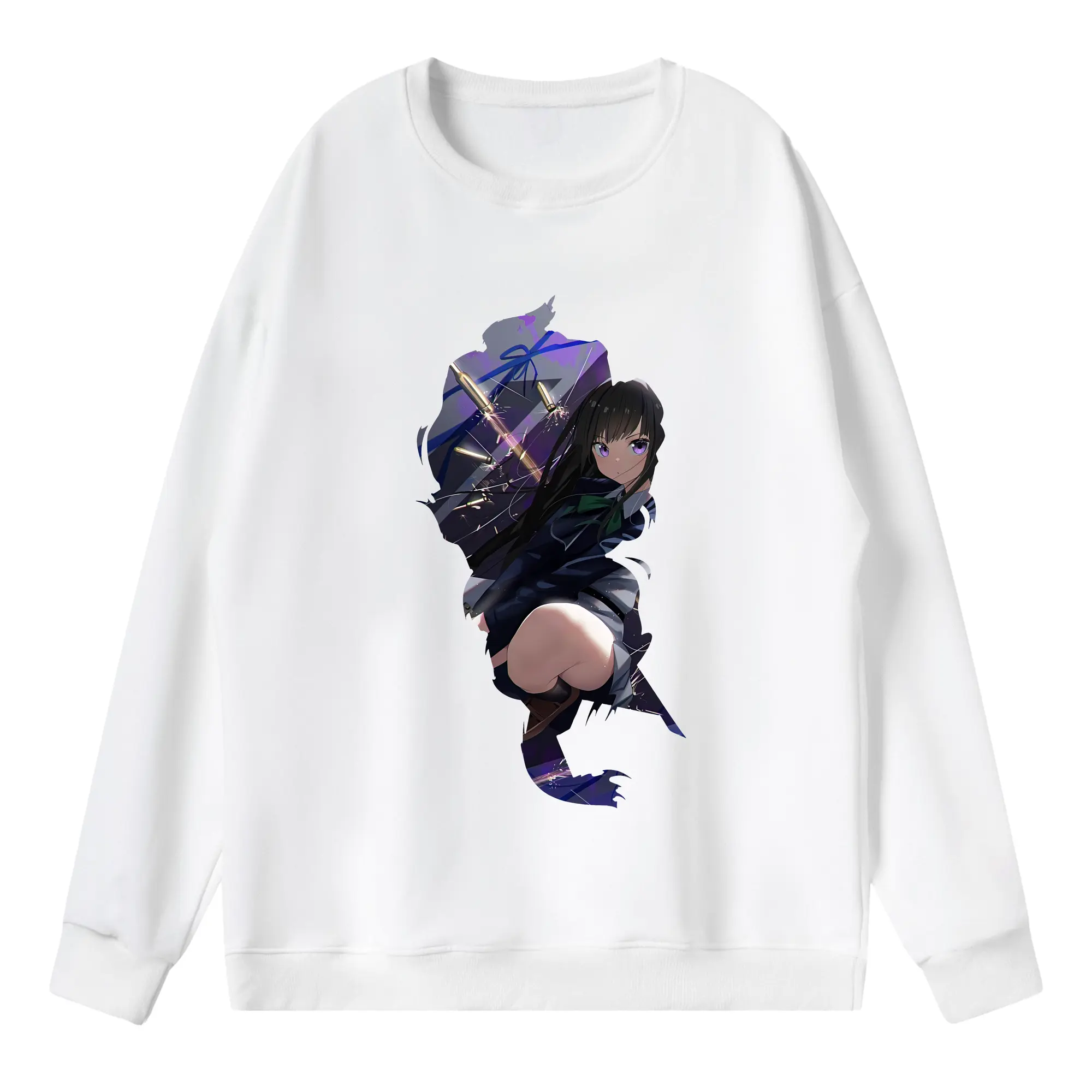 リコリス・リコイル グッズ,井ノ上たきな - 薄手 クルーネック スウェット 裏毛260g · ポリエステル 春秋向け カジュアル 男女兼用 · トレーナー デイリー スポーツ 散歩に最適