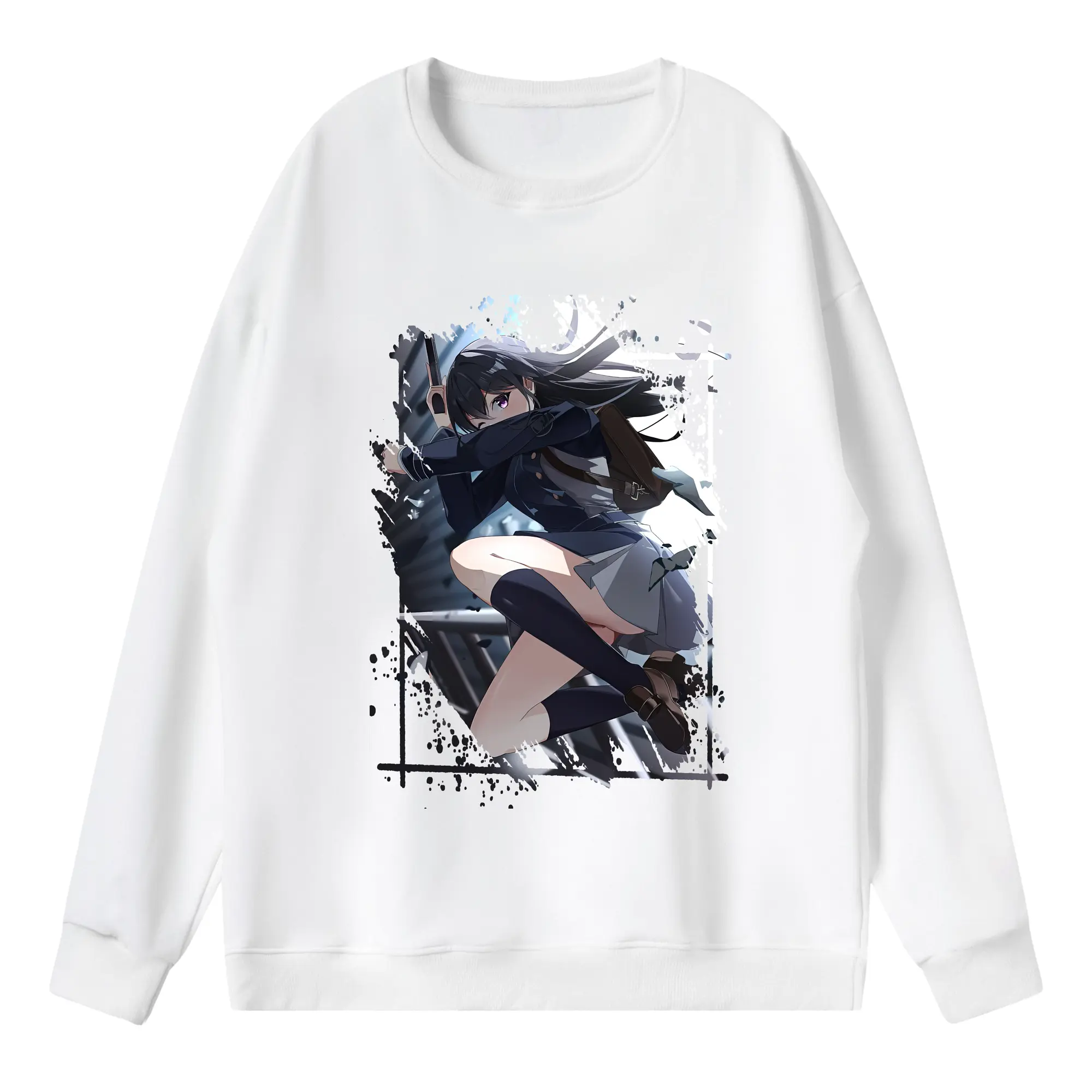 リコリス・リコイル グッズ,井ノ上たきな - 薄手 クルーネック スウェット 裏毛260g · ポリエステル 春秋向け カジュアル 男女兼用 · トレーナー デイリー スポーツ 散歩に最適