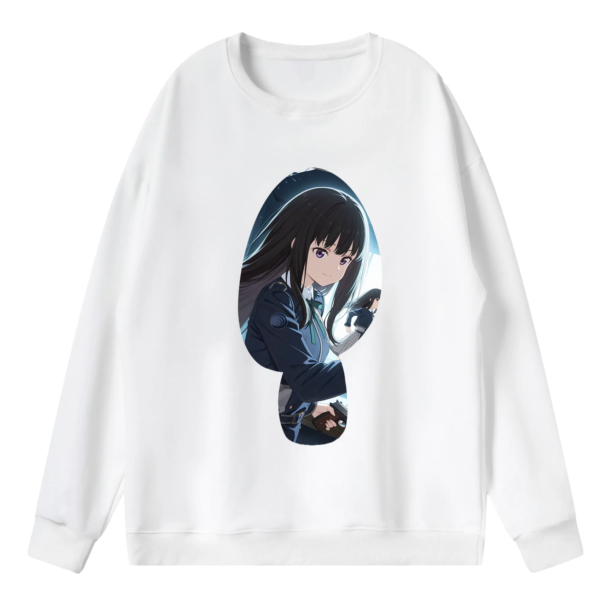 リコリス・リコイル グッズ,井ノ上たきな - 薄手 クルーネック スウェット 裏毛260g · ポリエステル 春秋向け カジュアル 男女兼用 · トレーナー デイリー スポーツ 散歩に最適