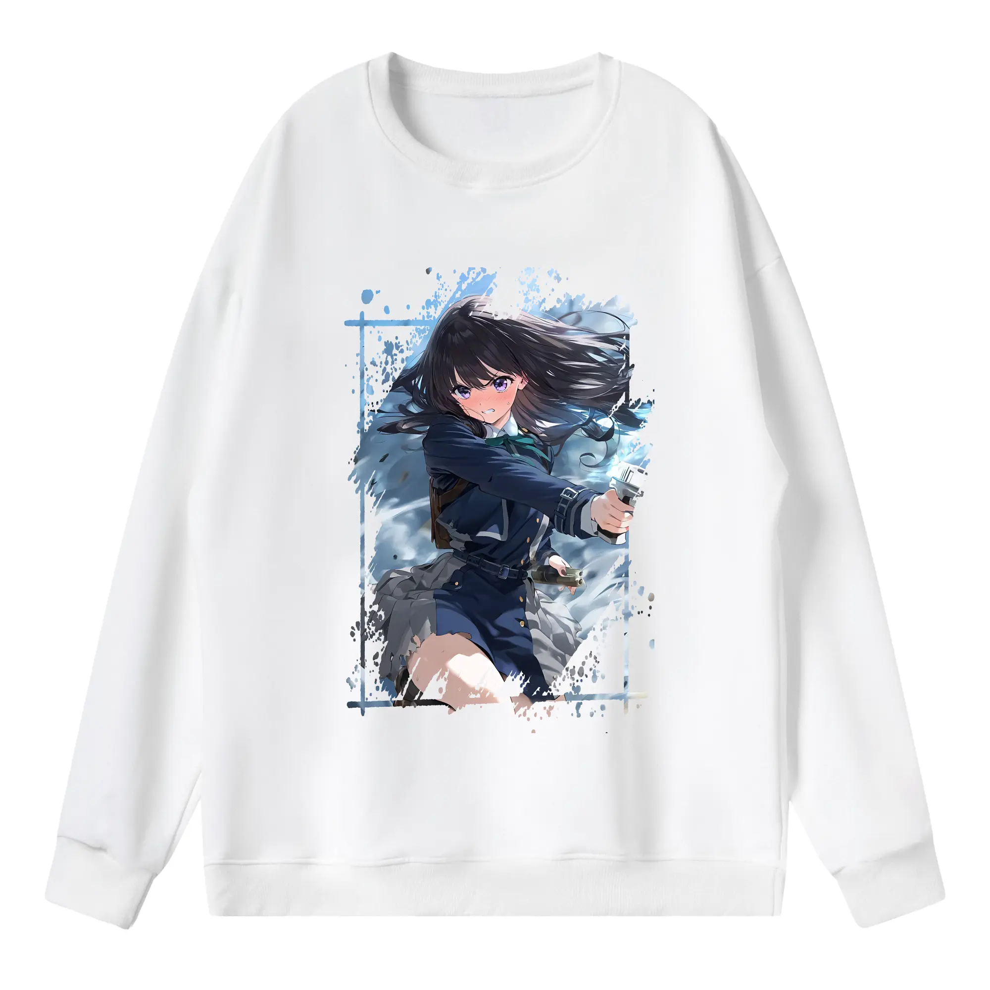 リコリス・リコイル グッズ,井ノ上たきな - 薄手 クルーネック スウェット 裏毛260g · ポリエステル 春秋向け カジュアル 男女兼用 · トレーナー デイリー スポーツ 散歩に最適