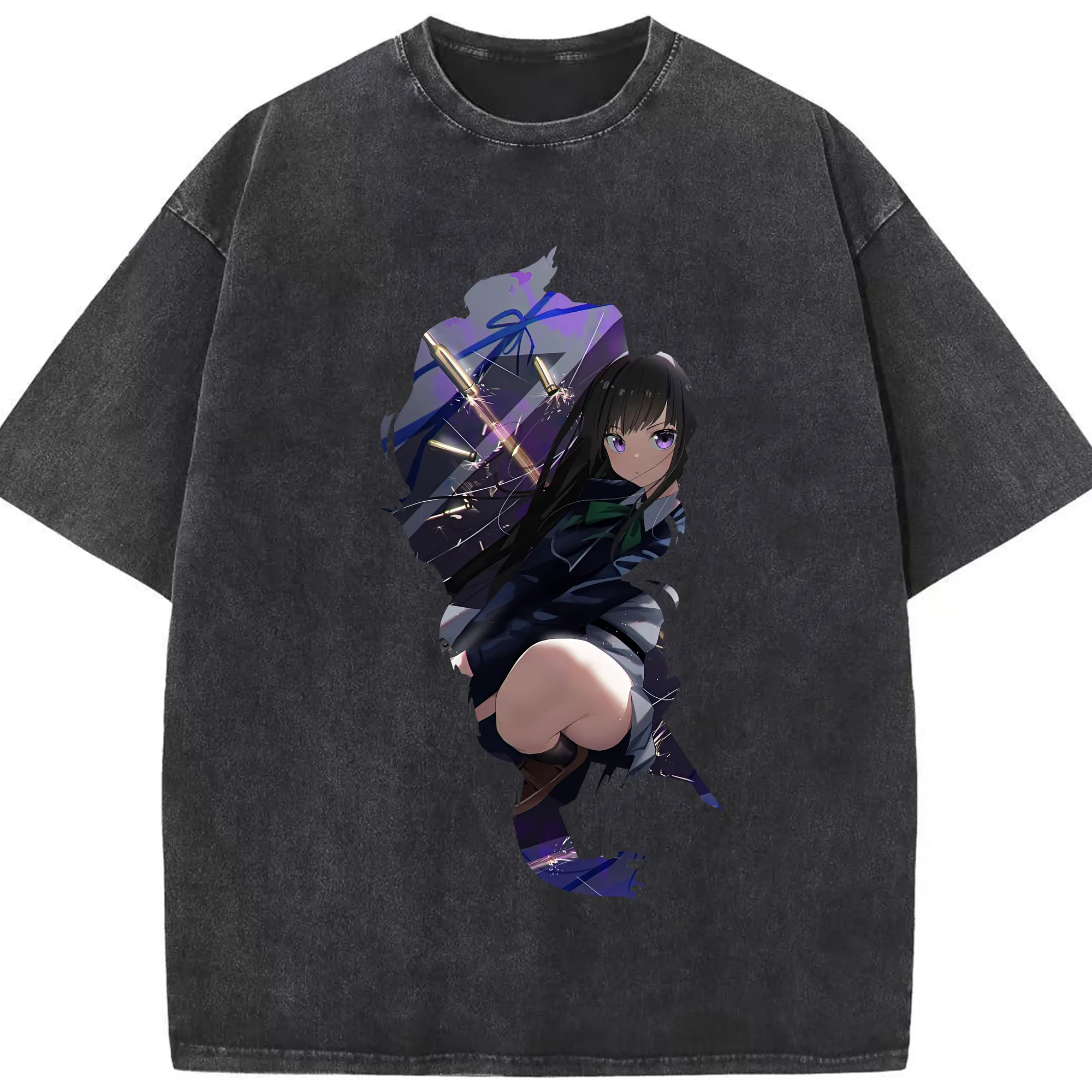 リコリス・リコイル グッズ,井ノ上たきな - 綿100％ ヴィンテージ風 半袖Tシャツ ・ フロントプリント ・ 柔らか肌触り ・ 通気性 快適 ・ スポーツ カジュアル 外出用