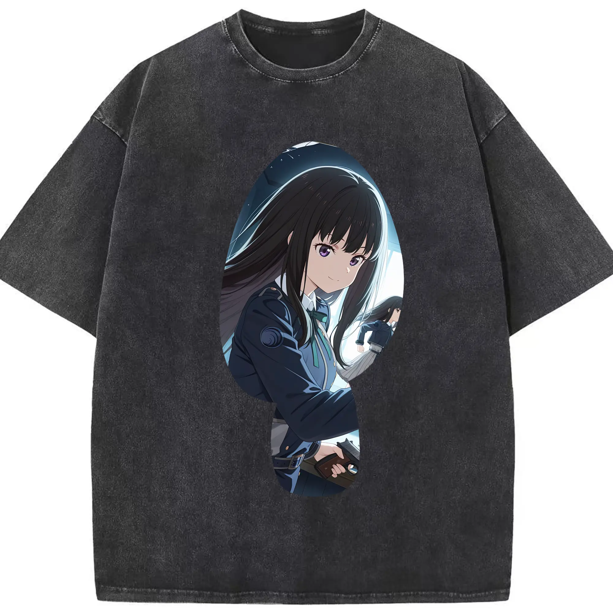 リコリス・リコイル グッズ,井ノ上たきな - 綿100％ ヴィンテージ風 半袖Tシャツ ・ フロントプリント ・ 柔らか肌触り ・ 通気性 快適 ・ スポーツ カジュアル 外出用