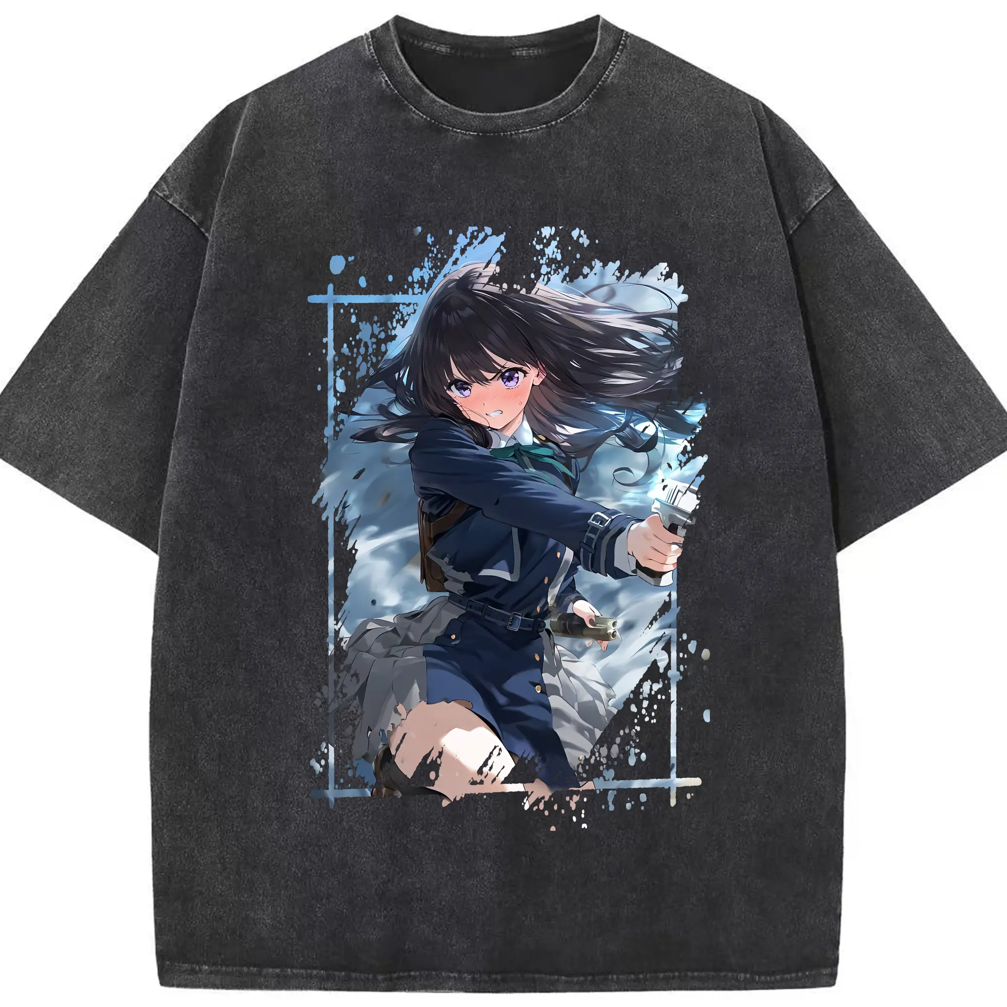 リコリス・リコイル グッズ,井ノ上たきな - 綿100％ ヴィンテージ風 半袖Tシャツ ・ フロントプリント ・ 柔らか肌触り ・ 通気性 快適 ・ スポーツ カジュアル 外出用