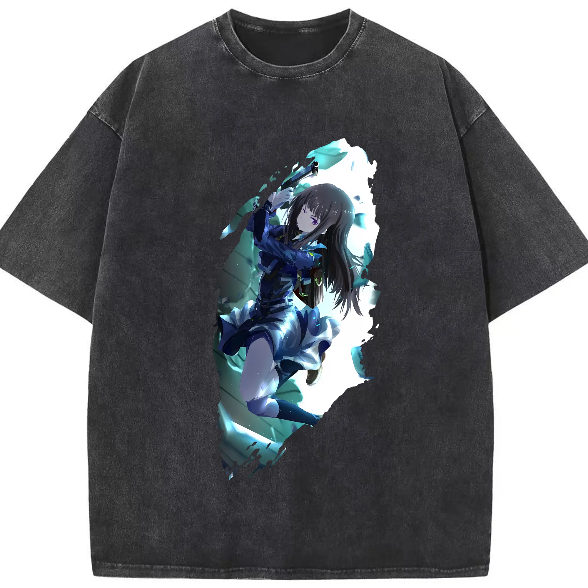 リコリス・リコイル グッズ,井ノ上たきな - 綿100％ ヴィンテージ風 半袖Tシャツ ・ フロントプリント ・ 柔らか肌触り ・ 通気性 快適 ・ スポーツ カジュアル 外出用