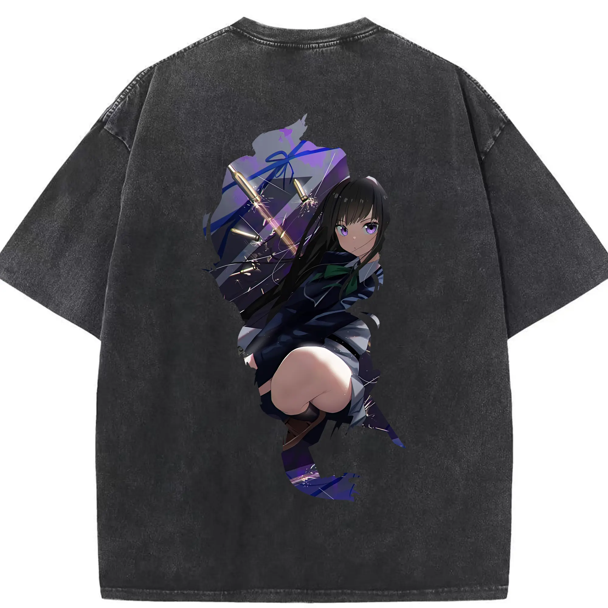 リコリス・リコイル グッズ,井ノ上たきな - 綿100％ ヴィンテージ風 半袖Tシャツ ・ 背面プリント ・ 柔らか肌触り ・ 通気性 快適 ・ スポーツ カジュアル 外出用