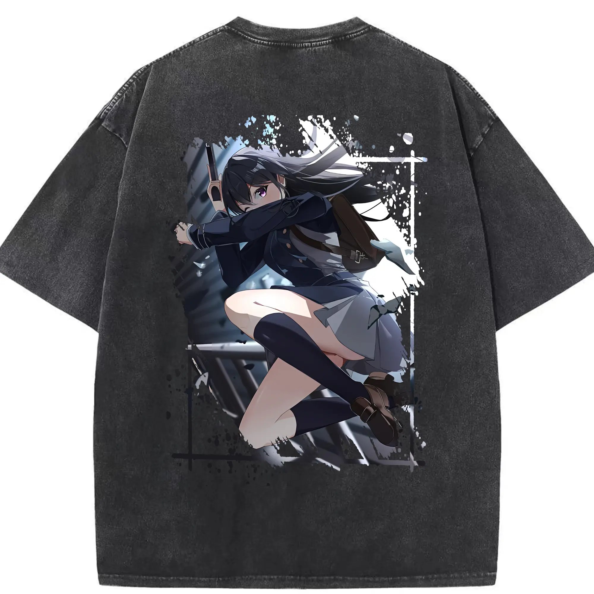 リコリス・リコイル グッズ,井ノ上たきな - 綿100％ ヴィンテージ風 半袖Tシャツ ・ 背面プリント ・ 柔らか肌触り ・ 通気性 快適 ・ スポーツ カジュアル 外出用