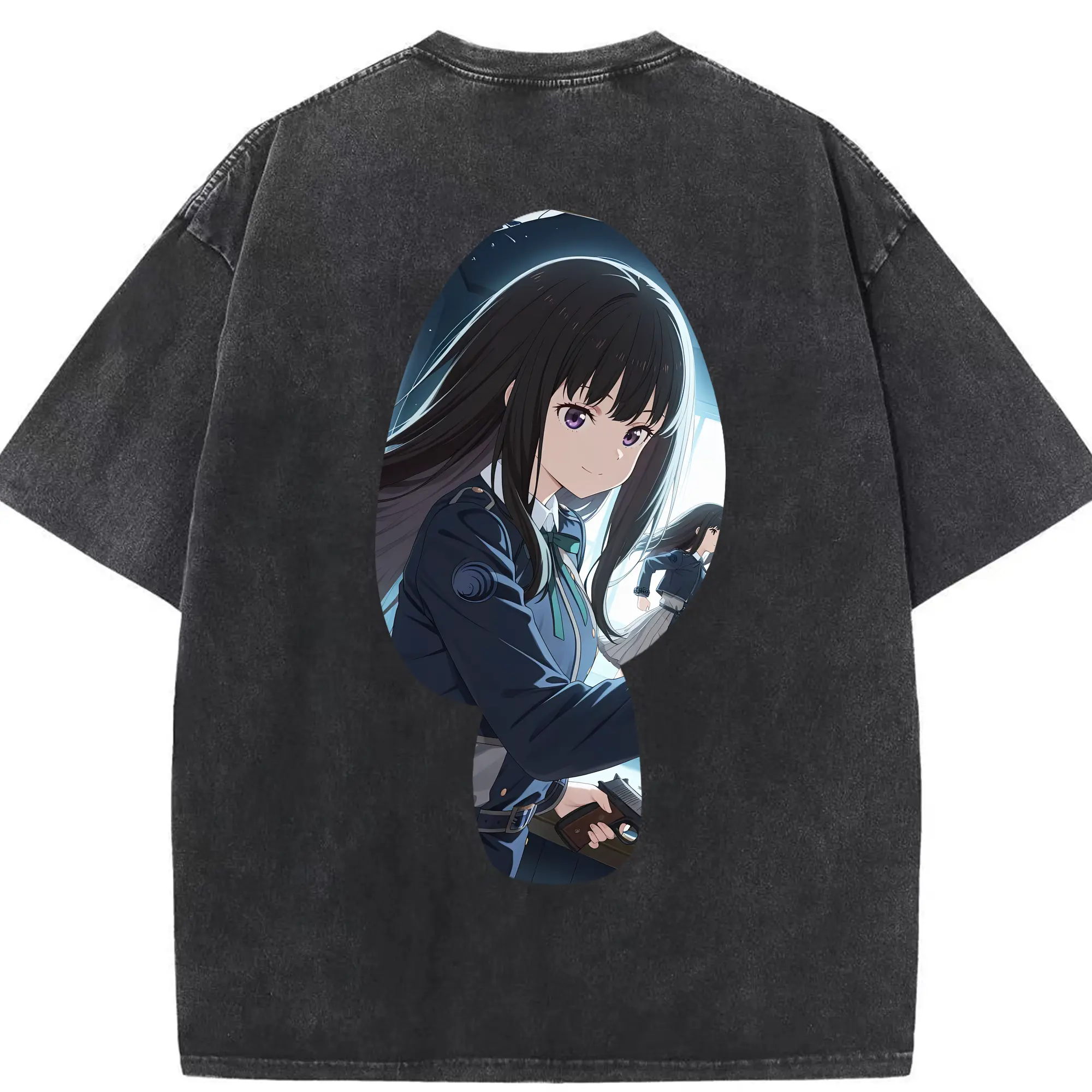 リコリス・リコイル グッズ,井ノ上たきな - 綿100％ ヴィンテージ風 半袖Tシャツ ・ 背面プリント ・ 柔らか肌触り ・ 通気性 快適 ・ スポーツ カジュアル 外出用