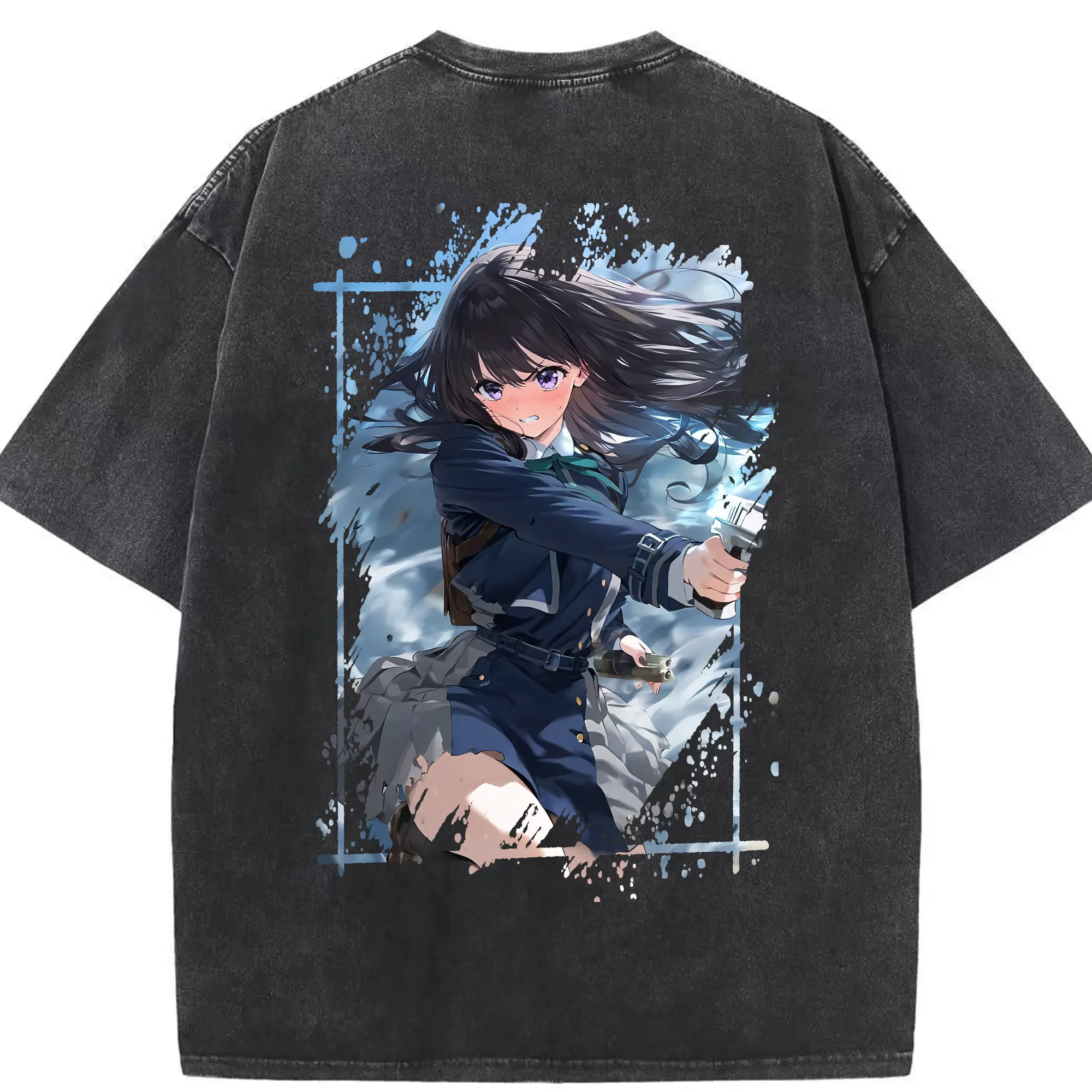 リコリス・リコイル グッズ,井ノ上たきな - 綿100％ ヴィンテージ風 半袖Tシャツ ・ 背面プリント ・ 柔らか肌触り ・ 通気性 快適 ・ スポーツ カジュアル 外出用