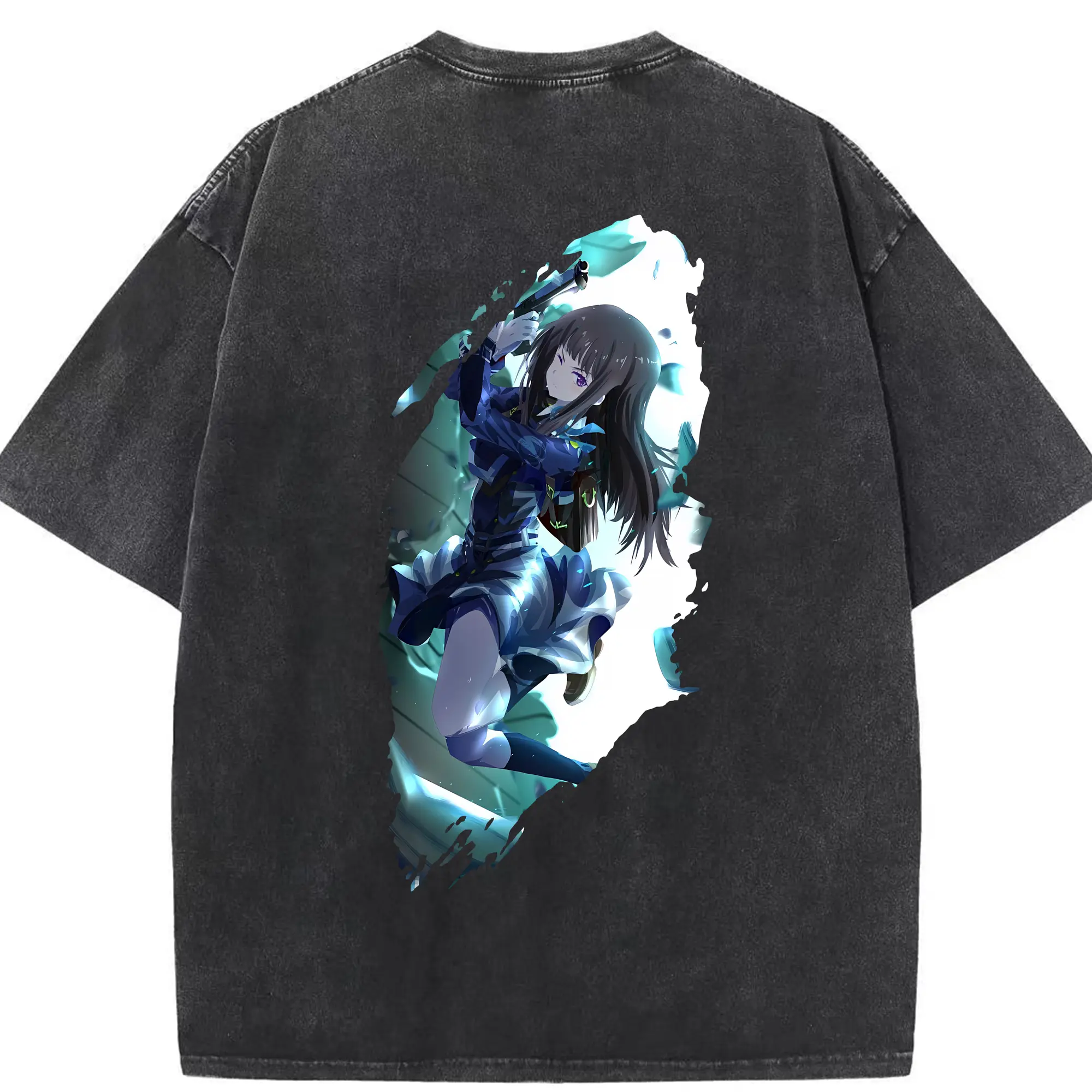 リコリス・リコイル グッズ,井ノ上たきな - 綿100％ ヴィンテージ風 半袖Tシャツ ・ 背面プリント ・ 柔らか肌触り ・ 通気性 快適 ・ スポーツ カジュアル 外出用