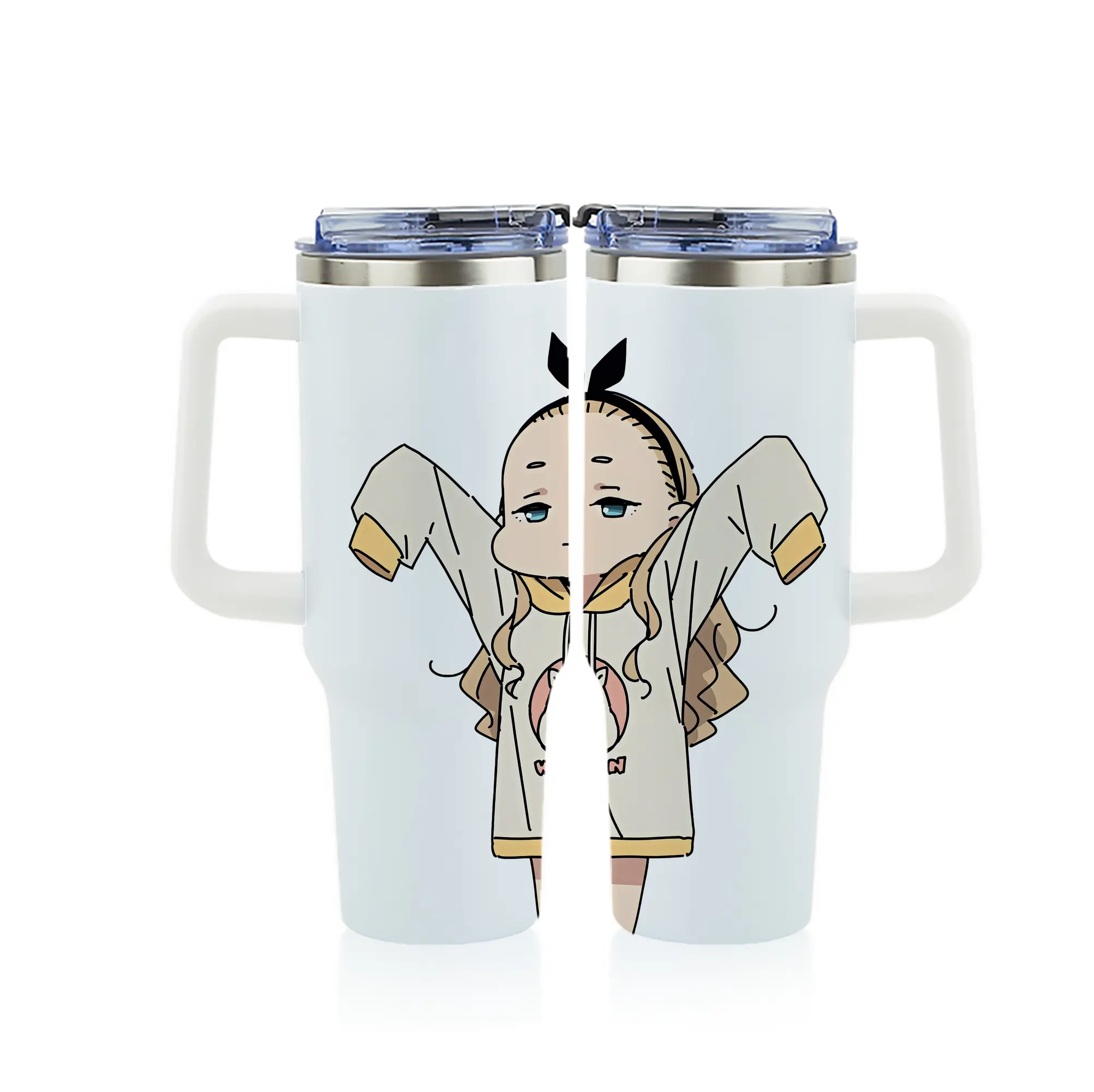 リコリス・リコイル グッズ,クルミ - 1200mL フルプリント車用タンブラー ・ 304ステンレス 内側 ・ 201ステンレス 外側 ・ 保温 保冷 ・ 通勤 ドライブ アウトドア用