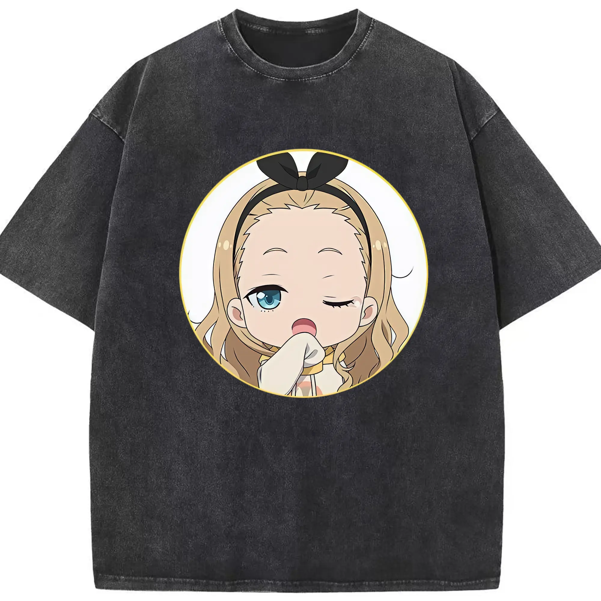 リコリス・リコイル グッズ,クルミ - 綿100％ ヴィンテージ風 半袖Tシャツ ・ フロントプリント ・ 柔らか肌触り ・ 通気性 快適 ・ スポーツ カジュアル 外出用