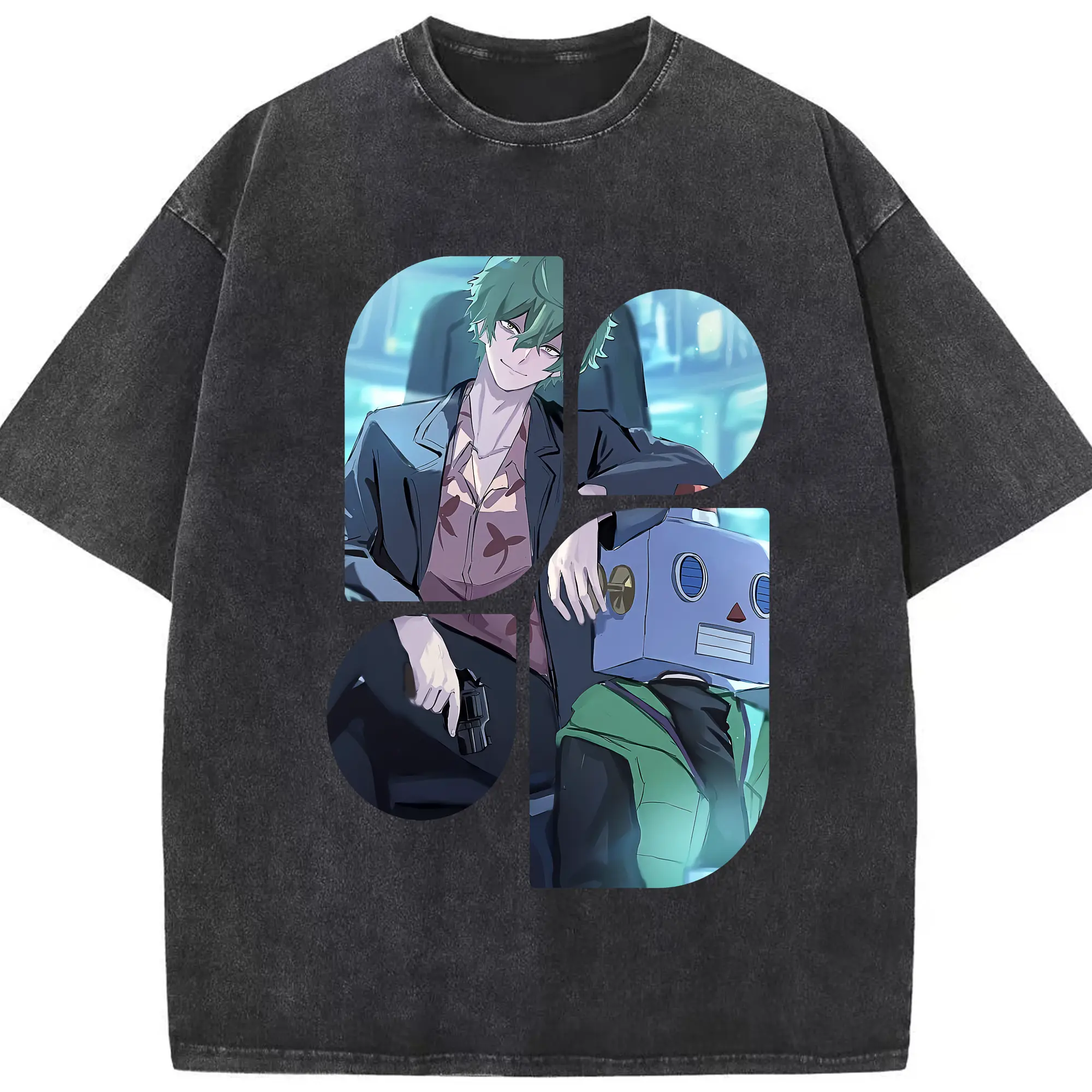 リコリス・リコイル グッズ,真島 - 綿100％ ヴィンテージ風 半袖Tシャツ ・ フロントプリント ・ 柔らか肌触り ・ 通気性 快適 ・ スポーツ カジュアル 外出用