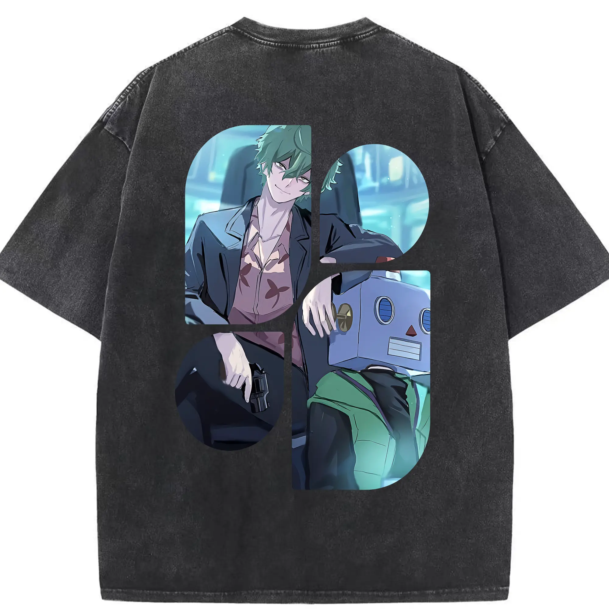 リコリス・リコイル グッズ,真島 - 綿100％ ヴィンテージ風 半袖Tシャツ ・ 背面プリント ・ 柔らか肌触り ・ 通気性 快適 ・ スポーツ カジュアル 外出用