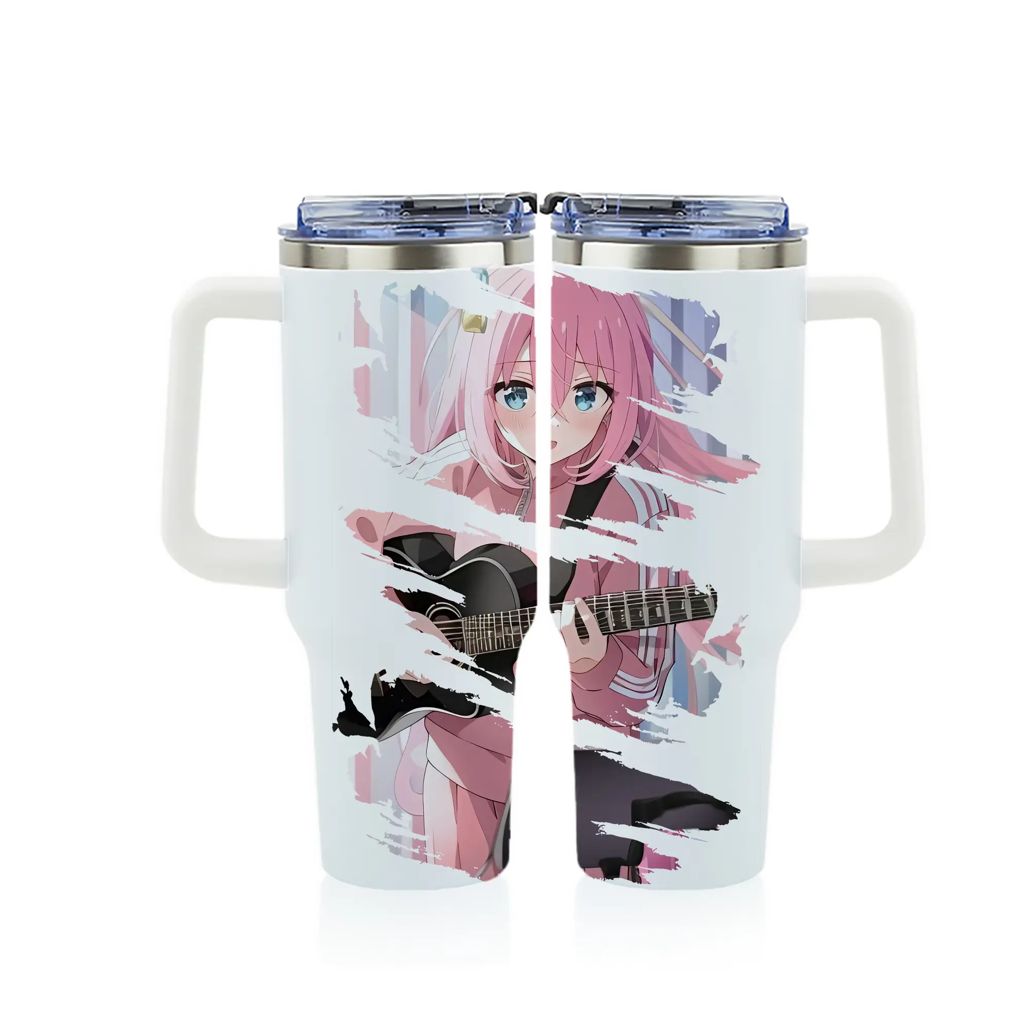 ぼっちざろっく！ グッズ,後藤ひとり - 1200mL フルプリント車用タンブラー ・ 304ステンレス 内側 ・ 201ステンレス 外側 ・ 保温 保冷 ・ 通勤 ドライブ アウトドア用